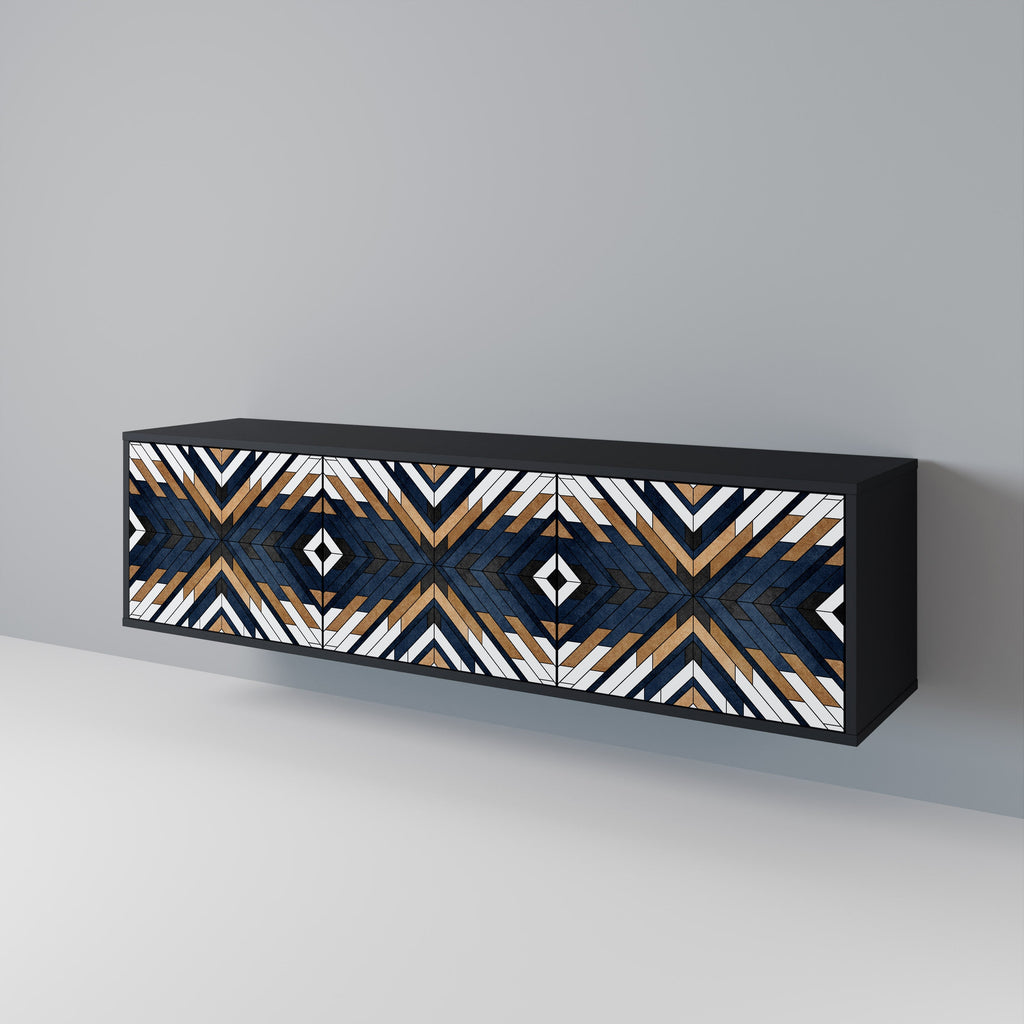 Meuble TV 3 portes ARTFUL GEOMETRY en finition noire