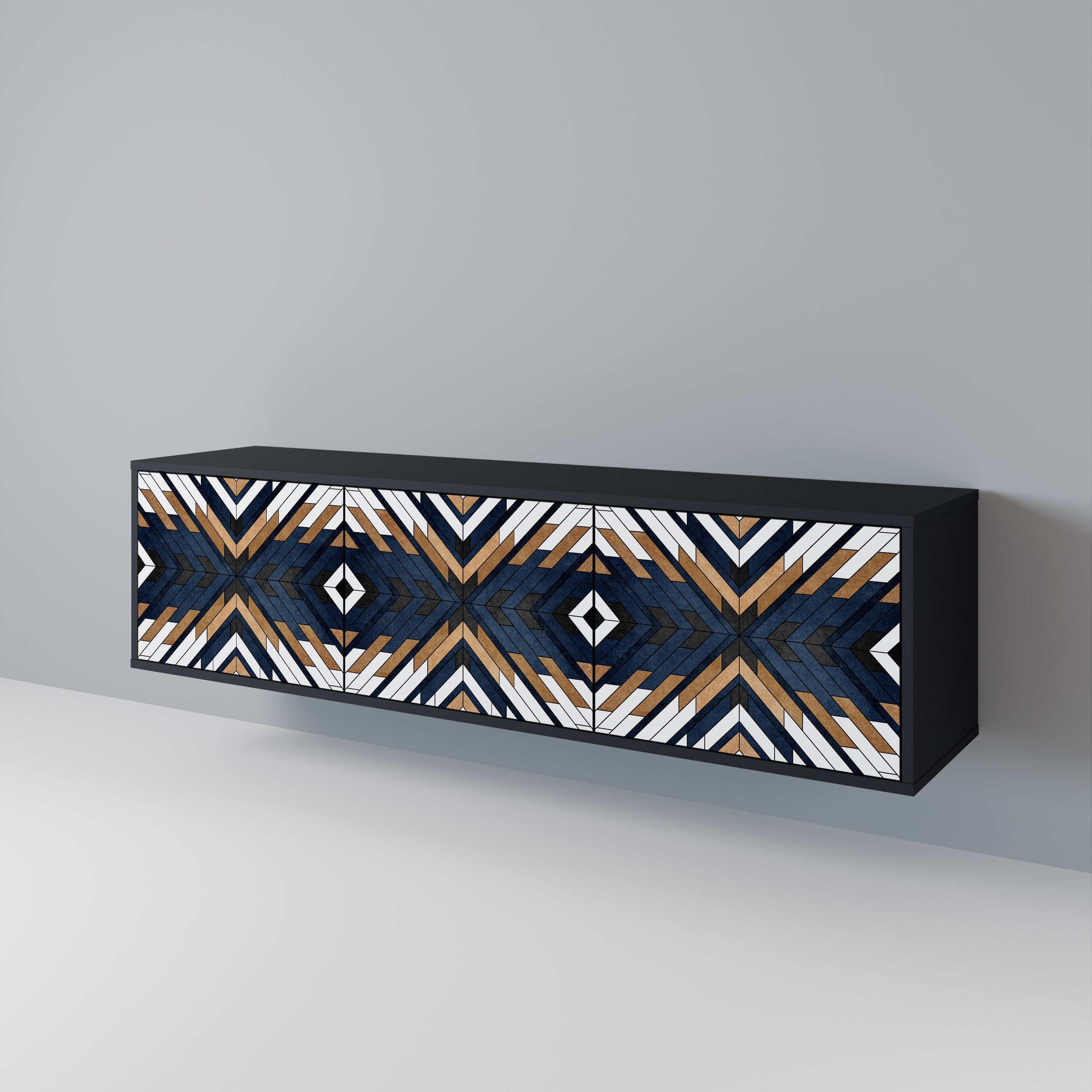 Meuble TV 3 portes ARTFUL GEOMETRY en finition noire