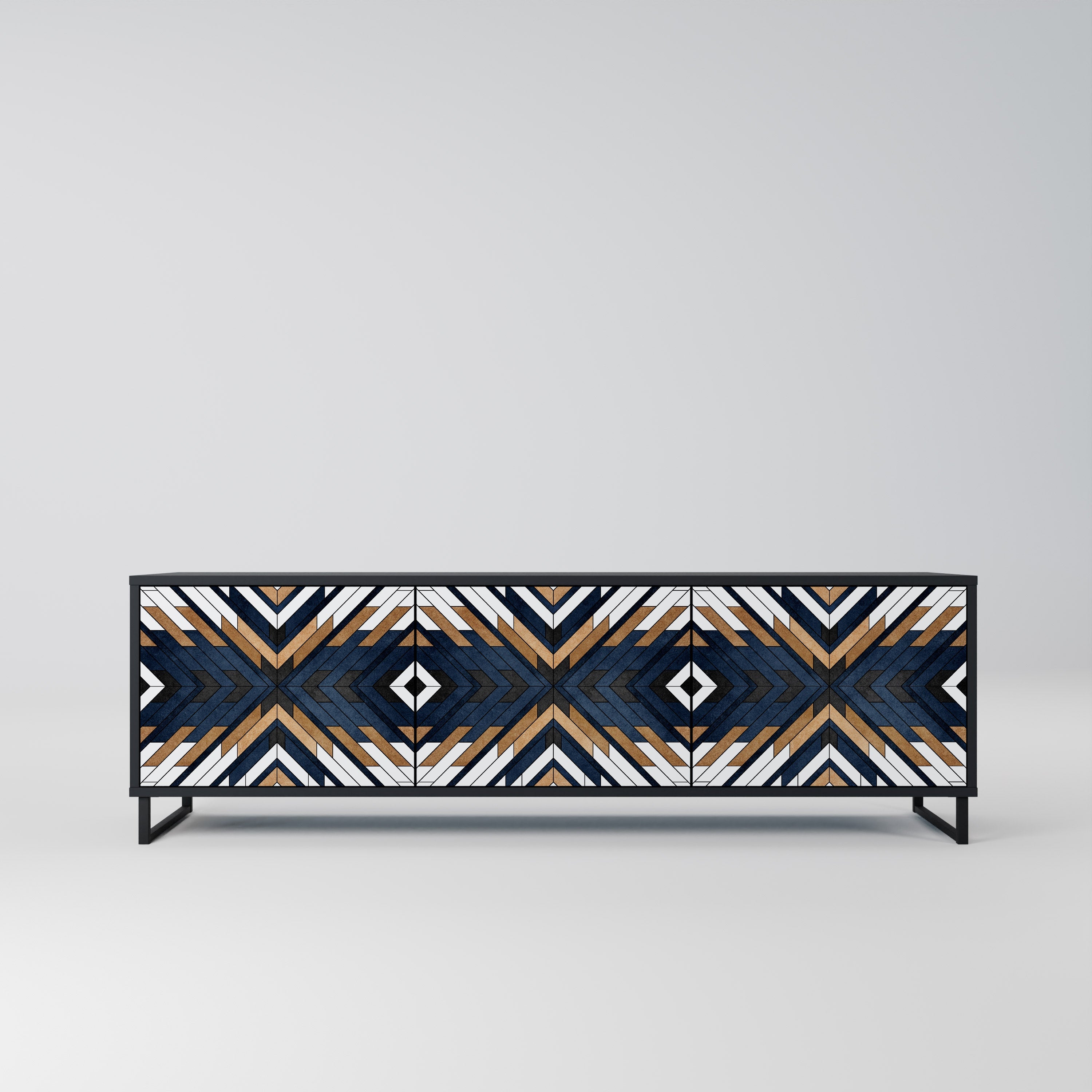 Meuble TV 3 portes ARTFUL GEOMETRY en finition noire