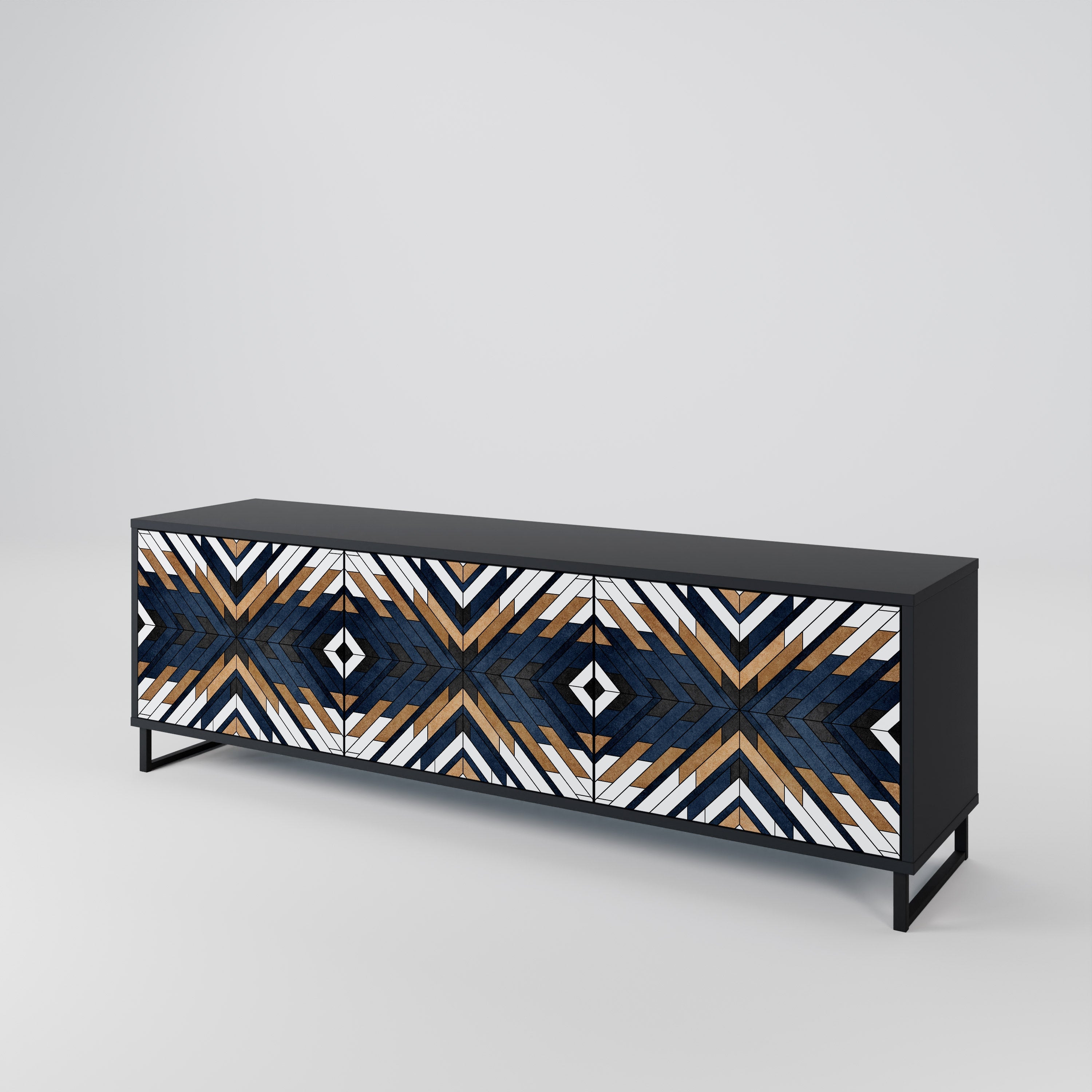 Meuble TV 3 portes ARTFUL GEOMETRY en finition noire