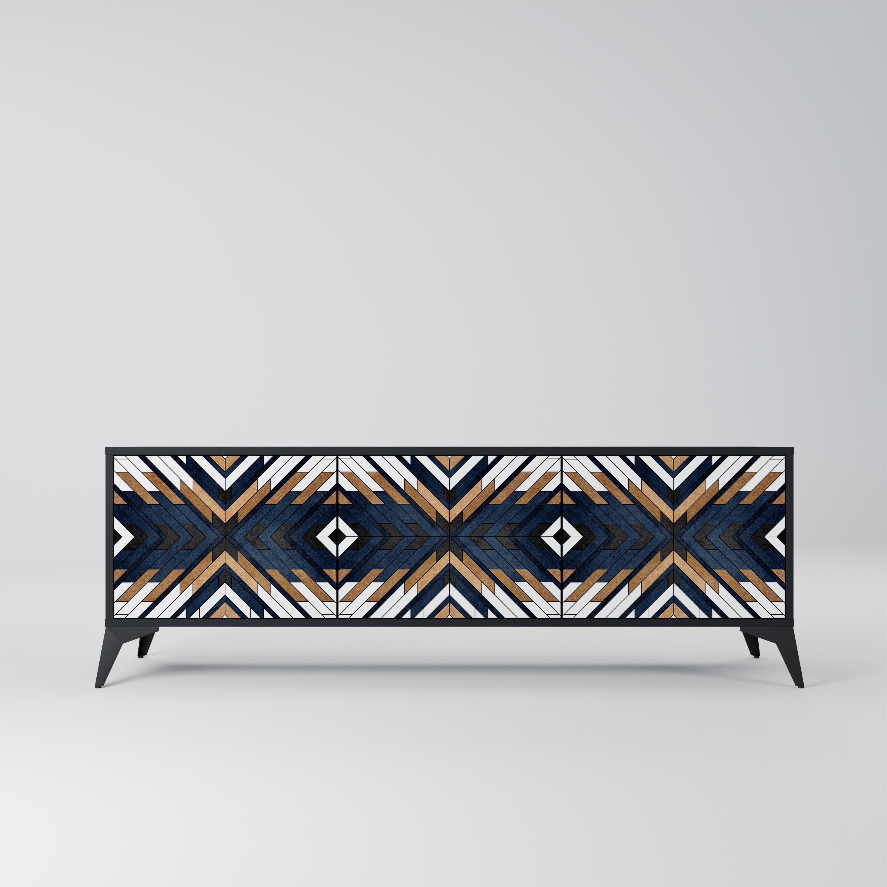 Meuble TV 3 portes ARTFUL GEOMETRY en finition noire