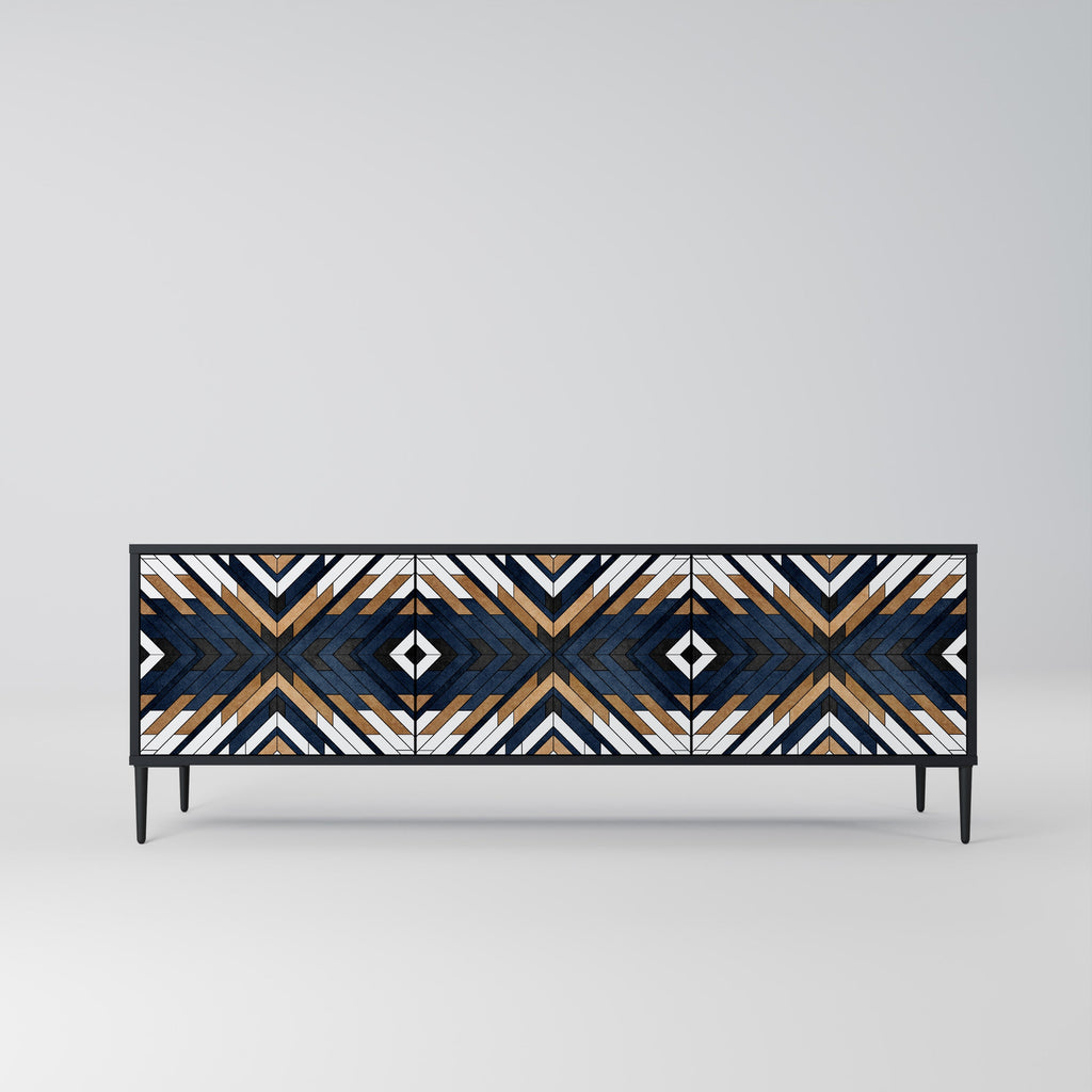 Meuble TV 3 portes ARTFUL GEOMETRY en finition noire