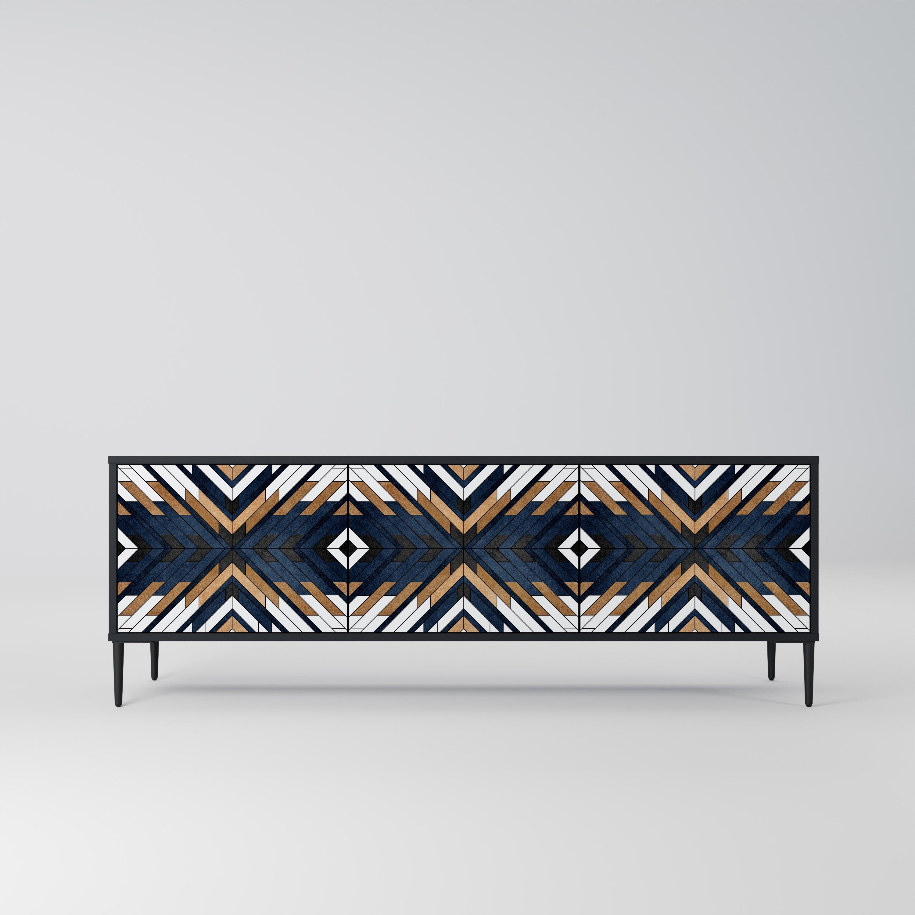 Meuble TV 3 portes ARTFUL GEOMETRY en finition noire