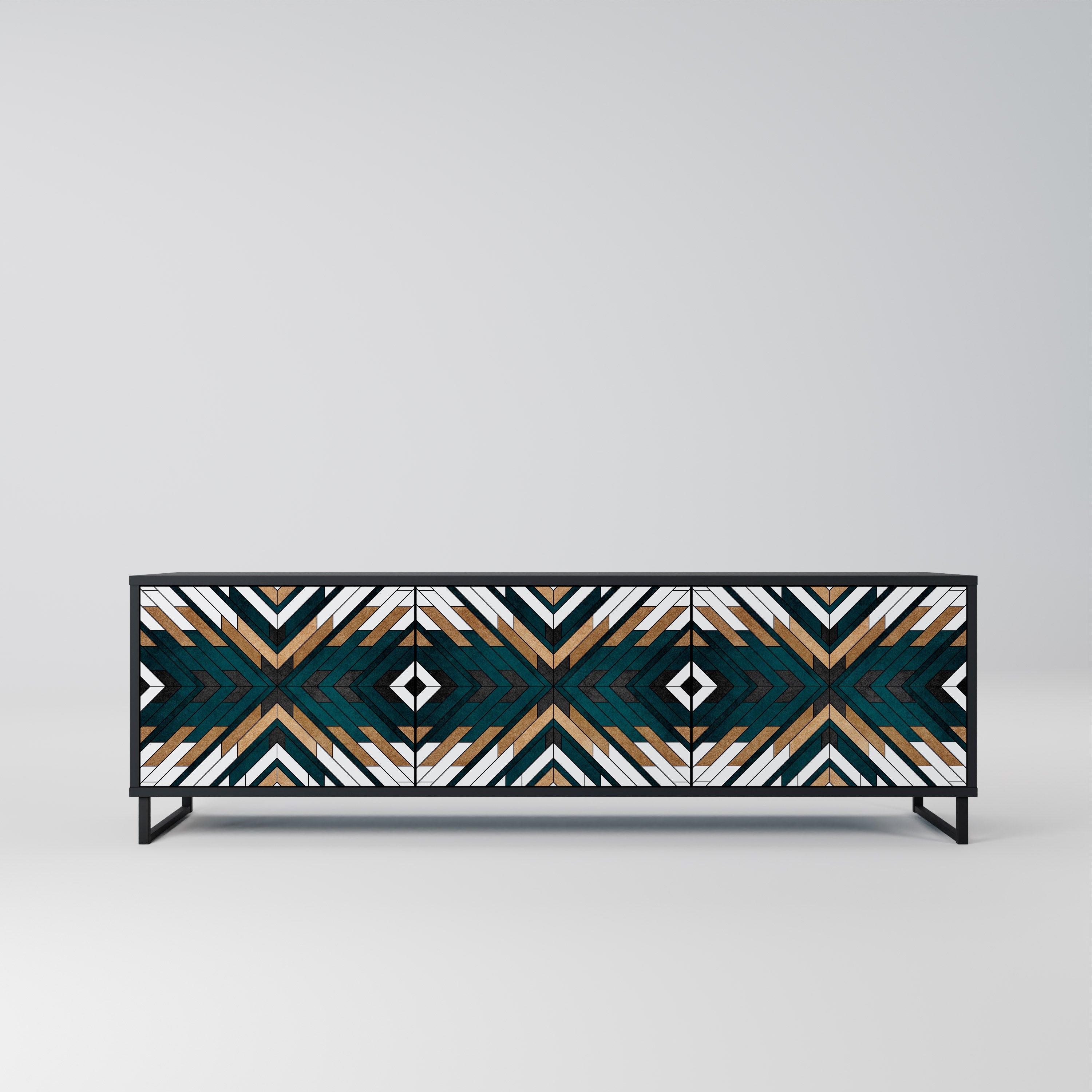 Meuble TV 3 portes ARTISTIC GEOMETRY en finition noire