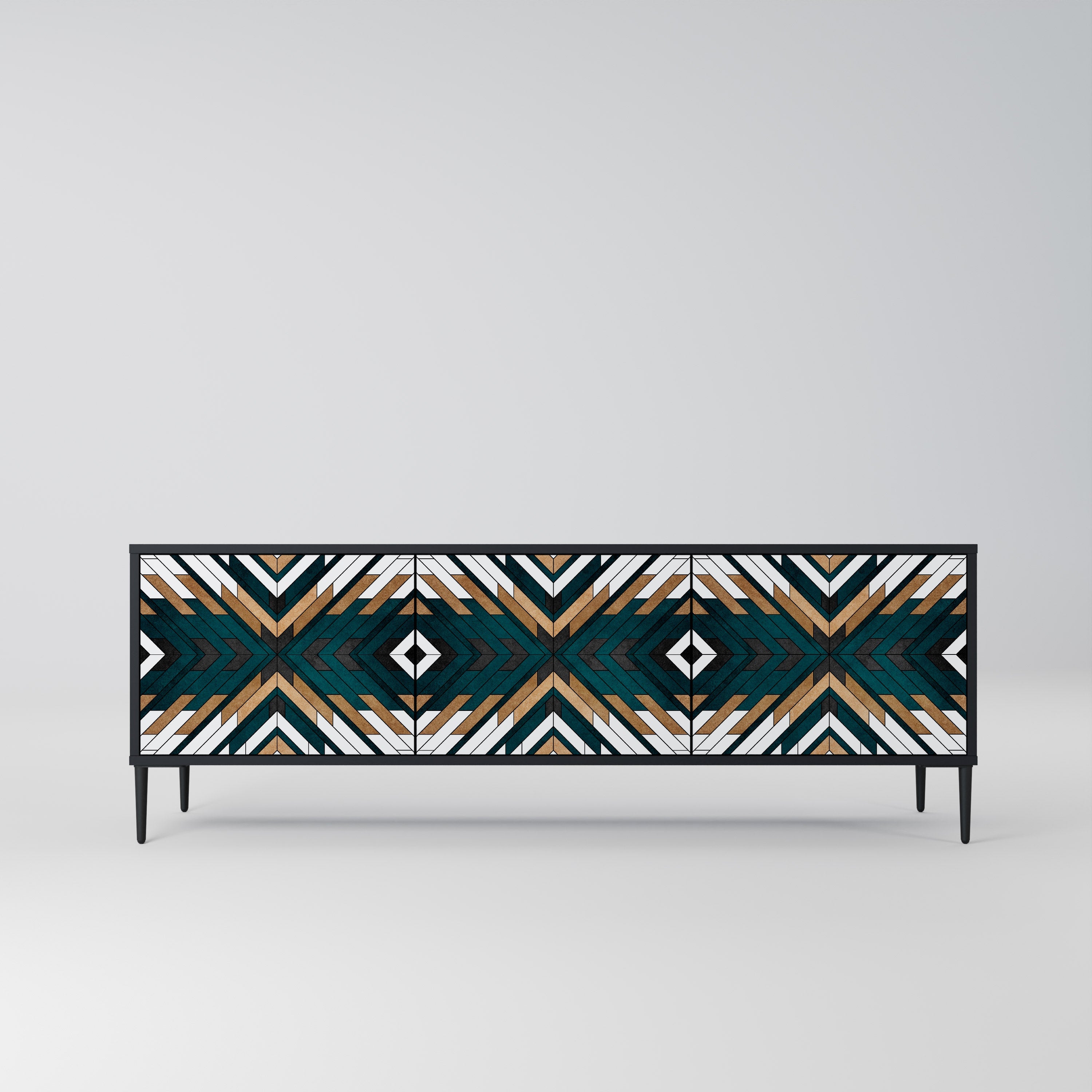 Meuble TV 3 portes ARTISTIC GEOMETRY en finition noire