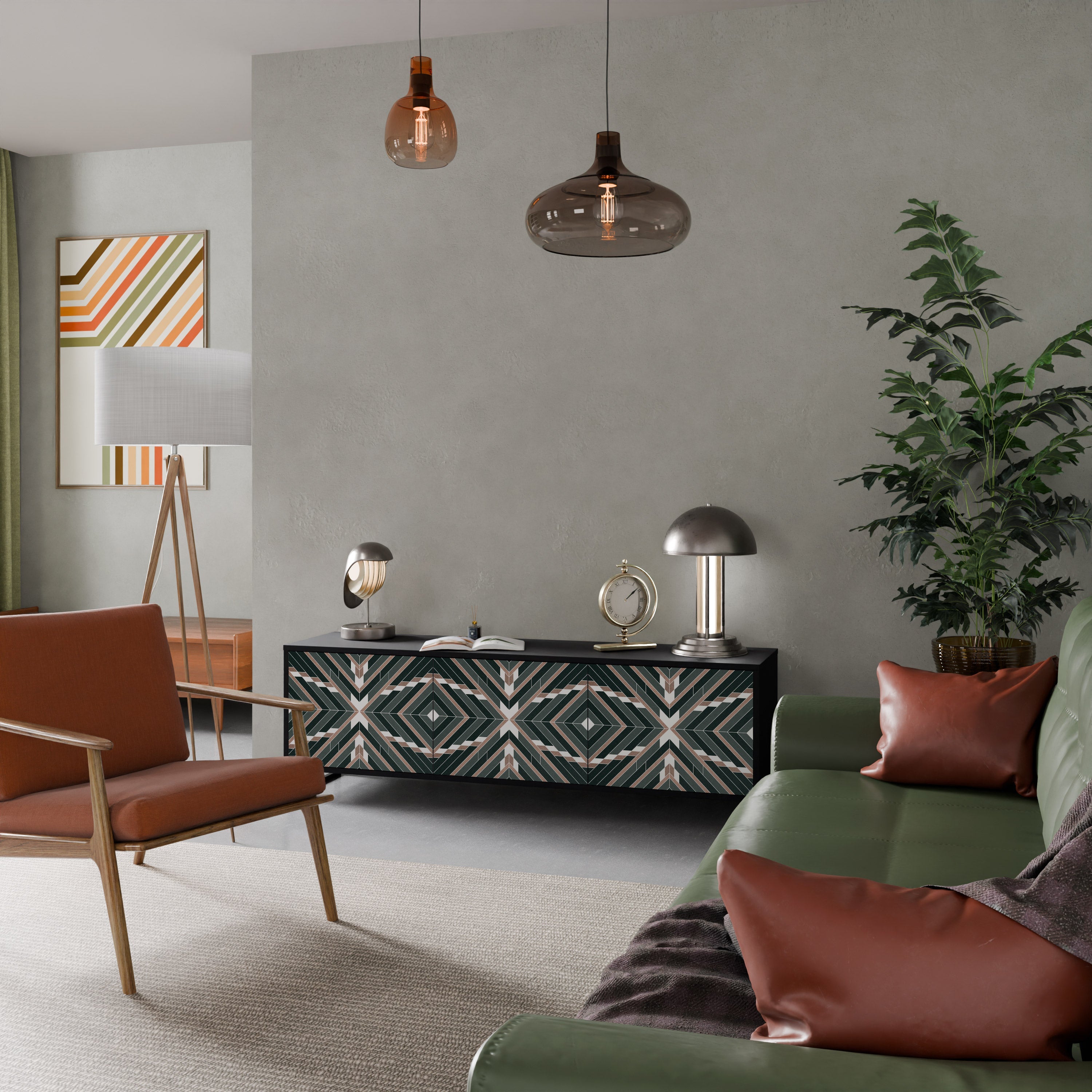 Meuble TV 3 portes DIMENSION DELIGHTS en finition noire