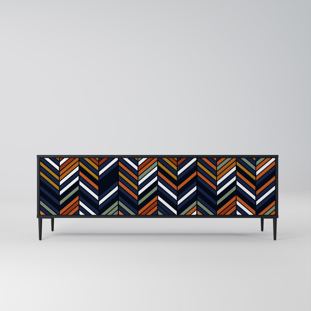 Meuble TV 3 portes VIBRANT PATCHWORK en finition noire