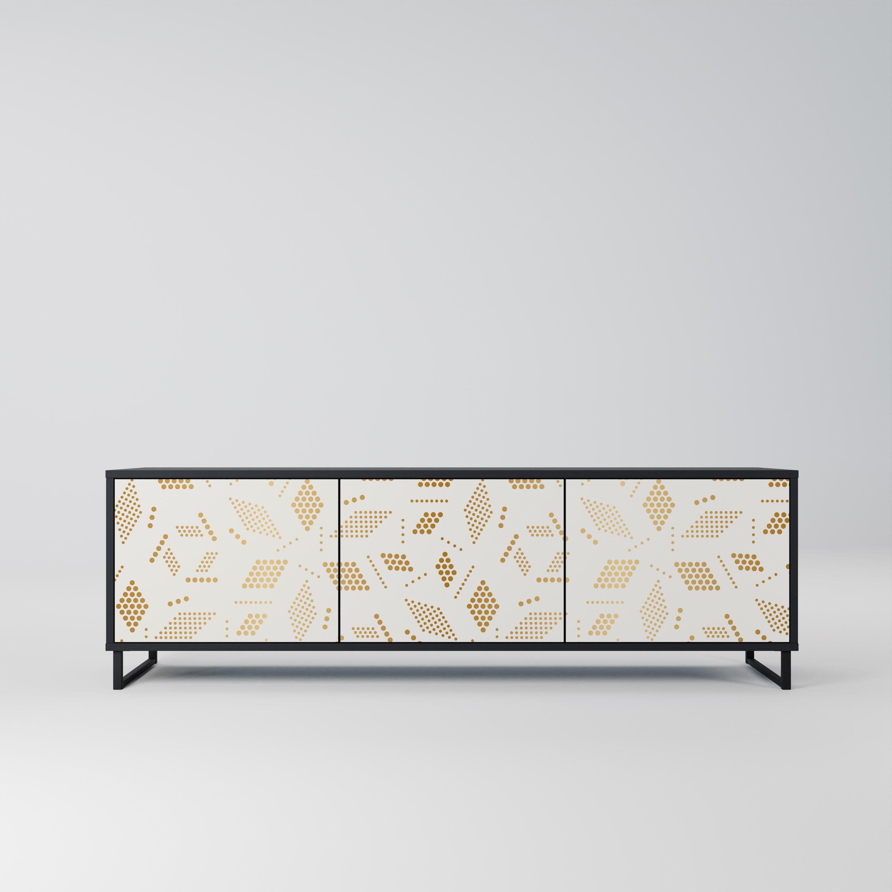 Meuble TV 3 portes SPOTTED DAZE en finition noire