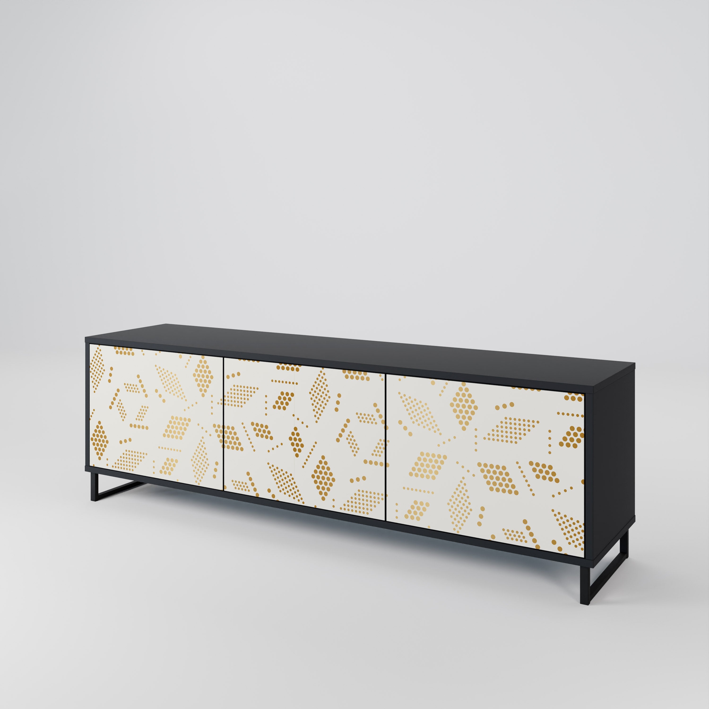 Meuble TV 3 portes SPOTTED DAZE en finition noire