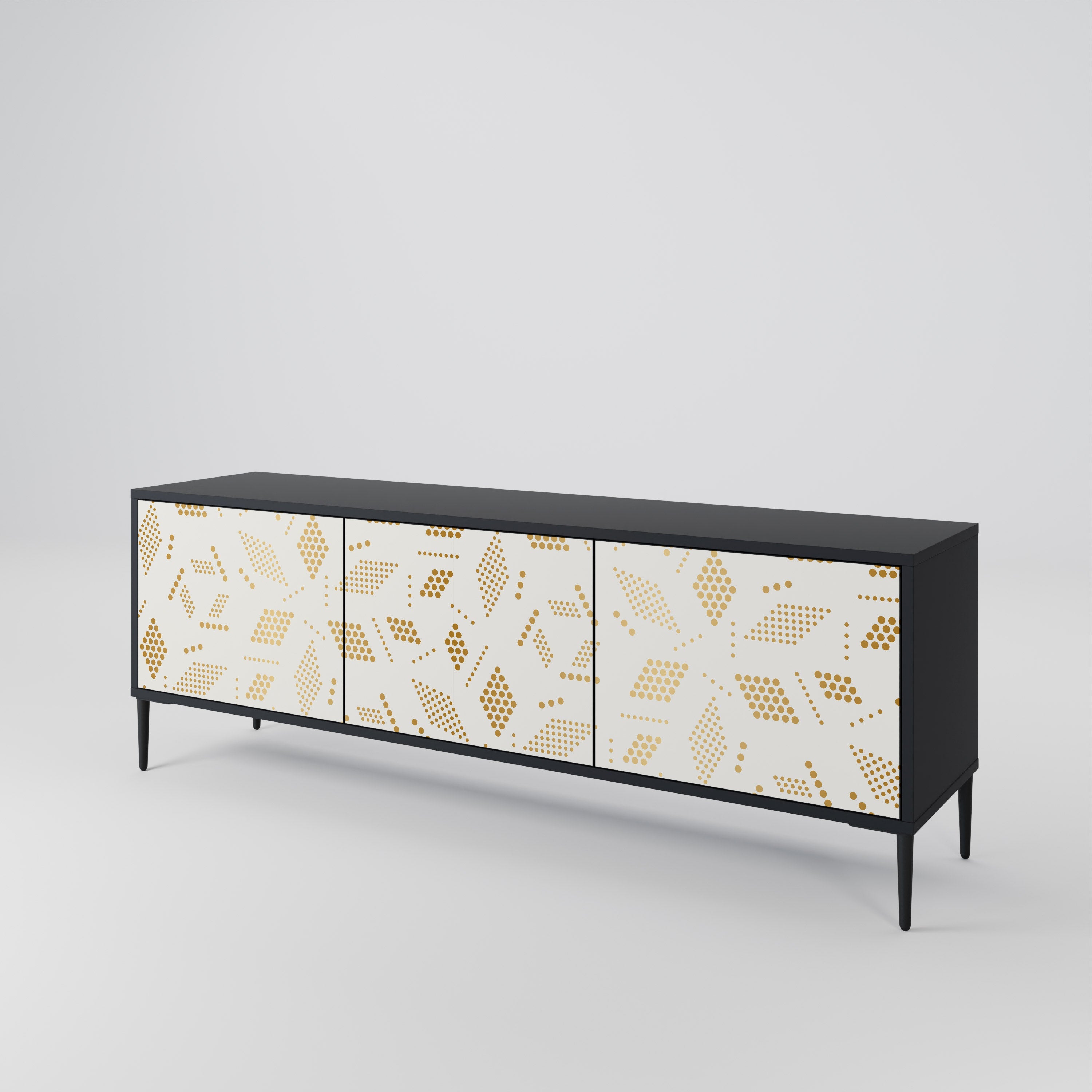 Meuble TV 3 portes SPOTTED DAZE en finition noire