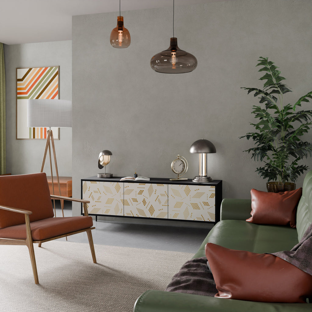 Meuble TV 3 portes SPOTTED DAZE en finition noire