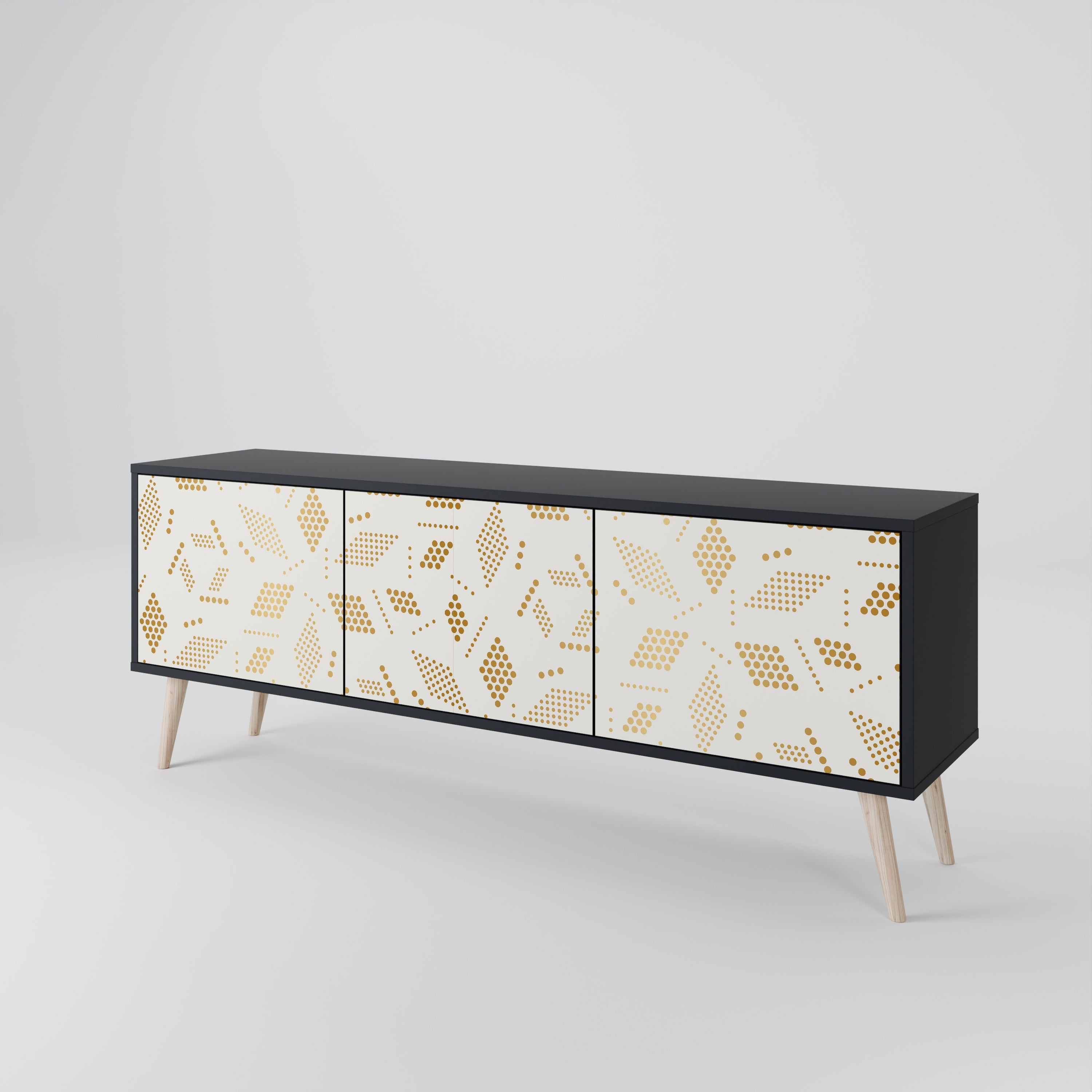 Meuble TV 3 portes SPOTTED DAZE en finition noire