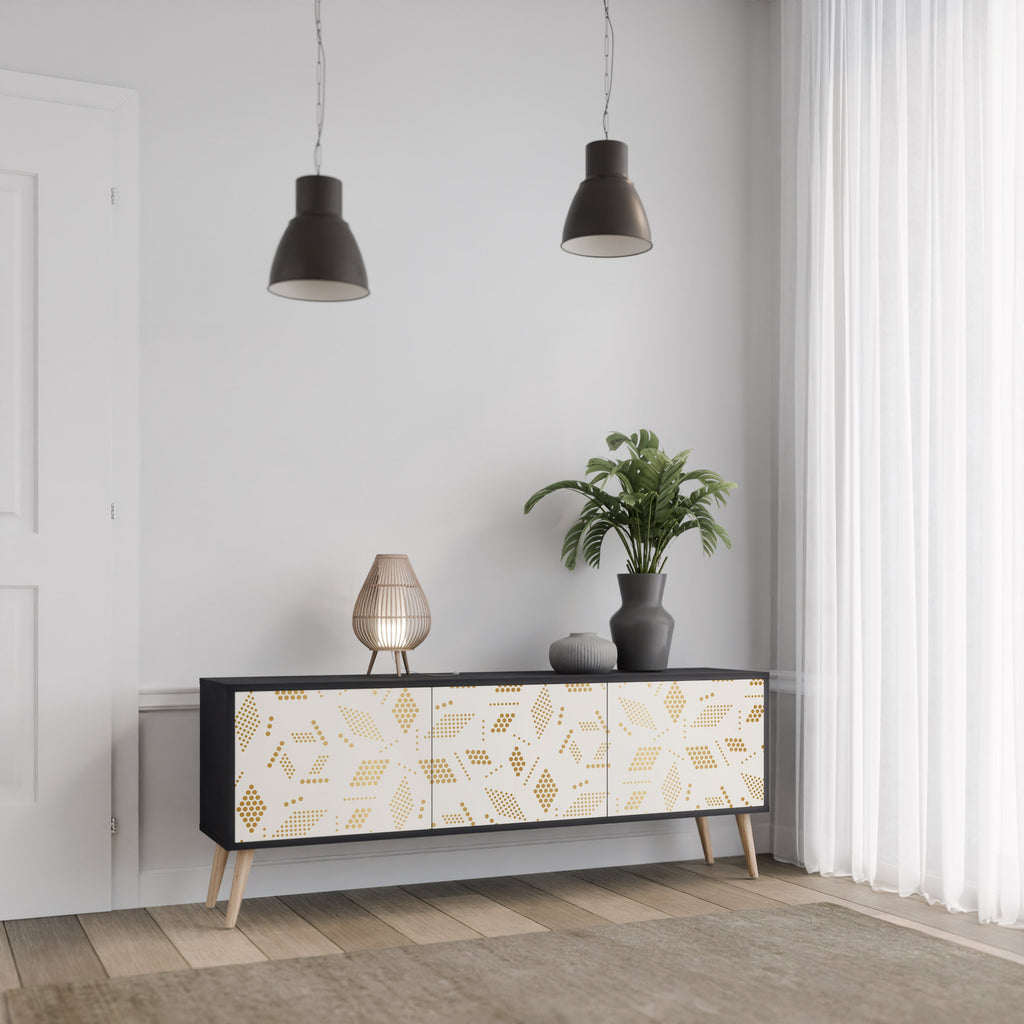 Meuble TV 3 portes SPOTTED DAZE en finition noire