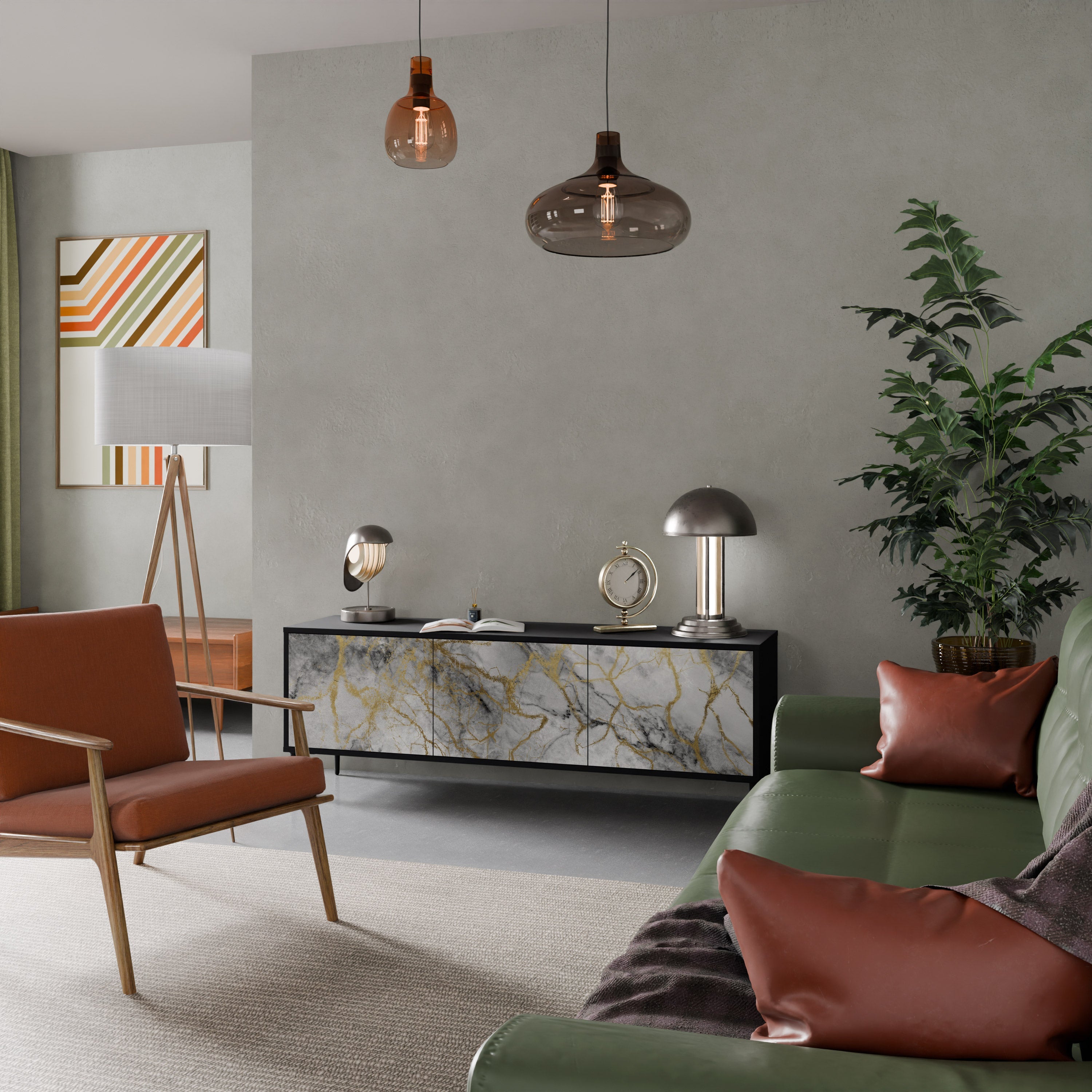 Meuble TV 3 portes TIMELESS GLIDE finition noire