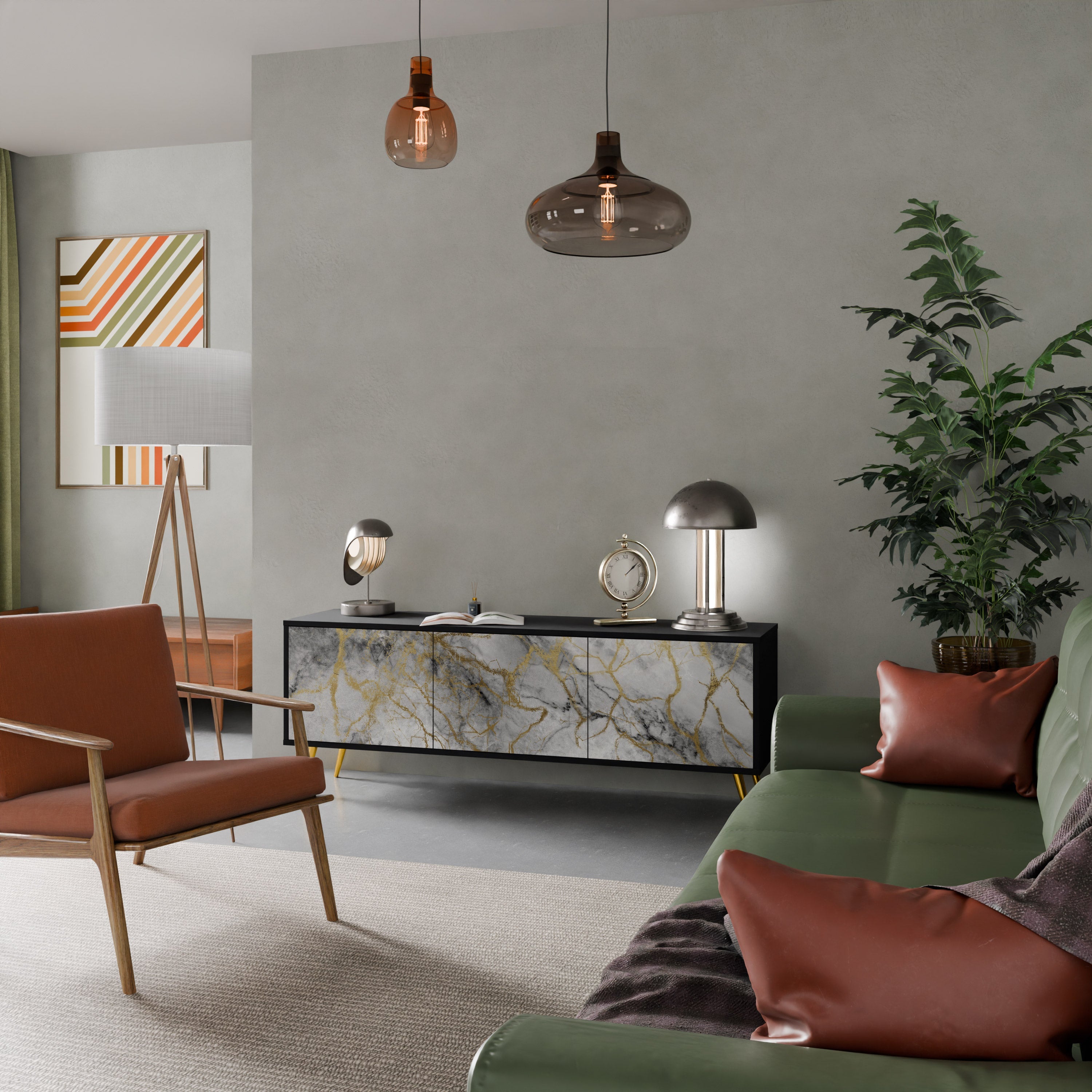 Meuble TV 3 portes TIMELESS GLIDE finition noire