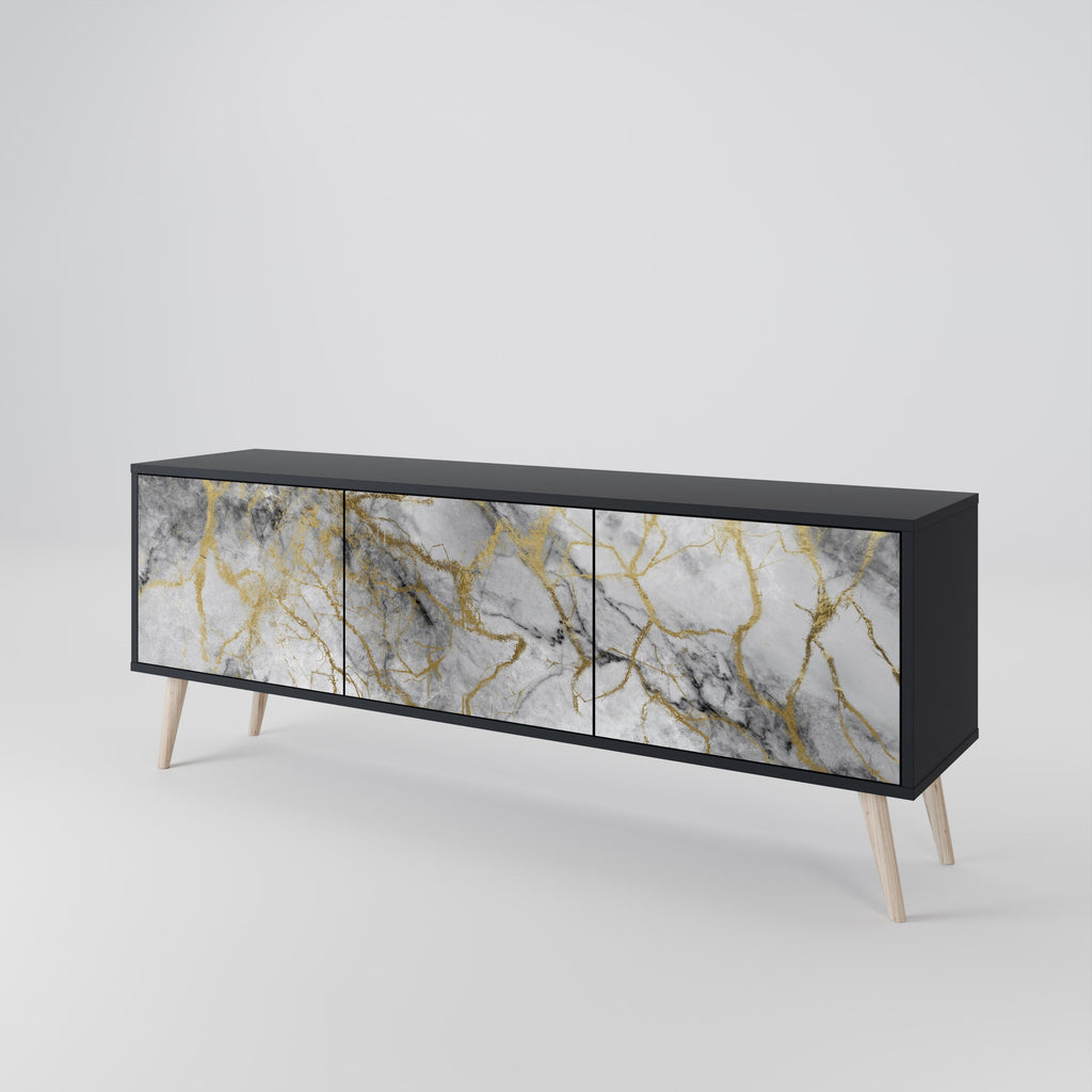 TIMELESS GLIDE 3-Door TV Stand in Black Finish