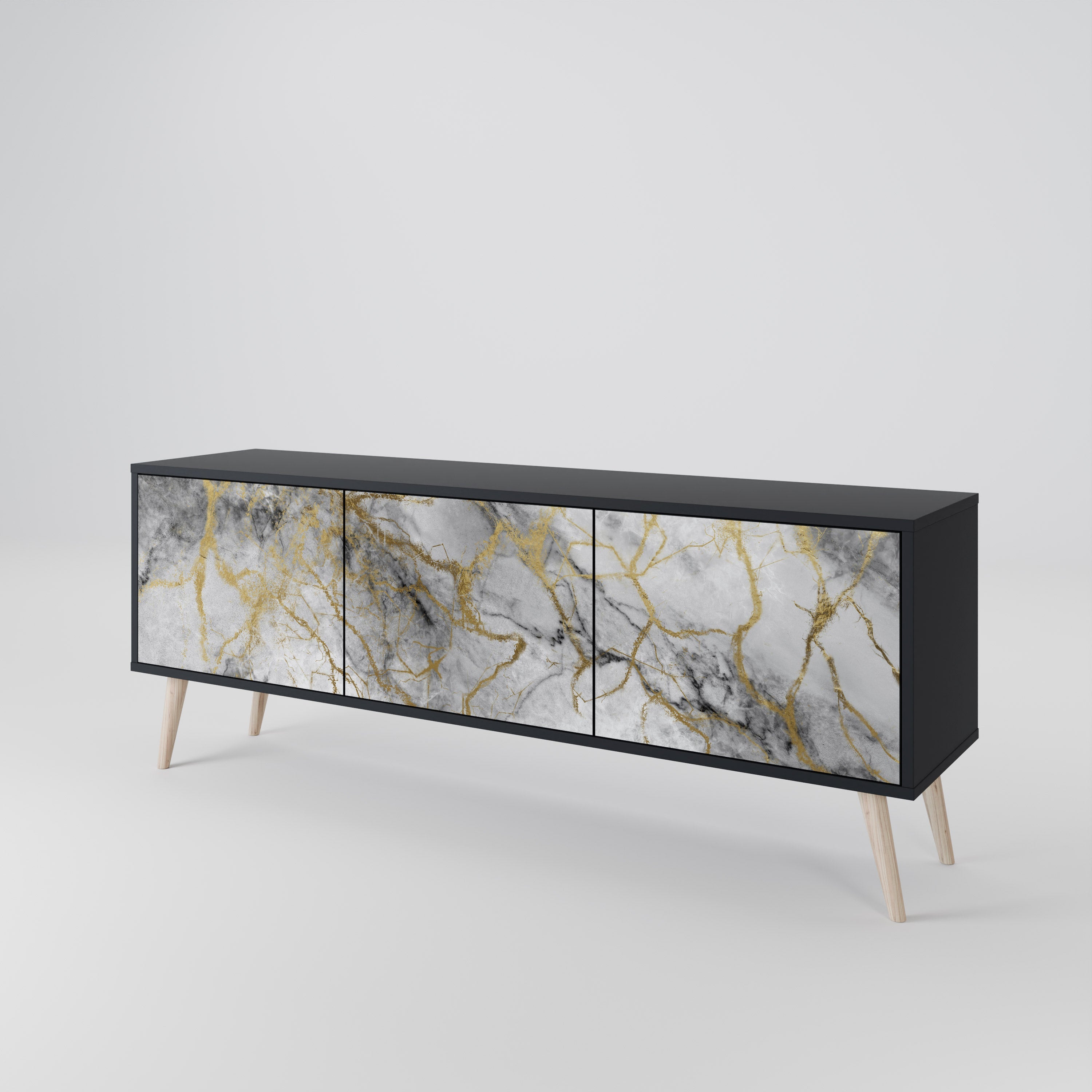 Meuble TV 3 portes TIMELESS GLIDE finition noire