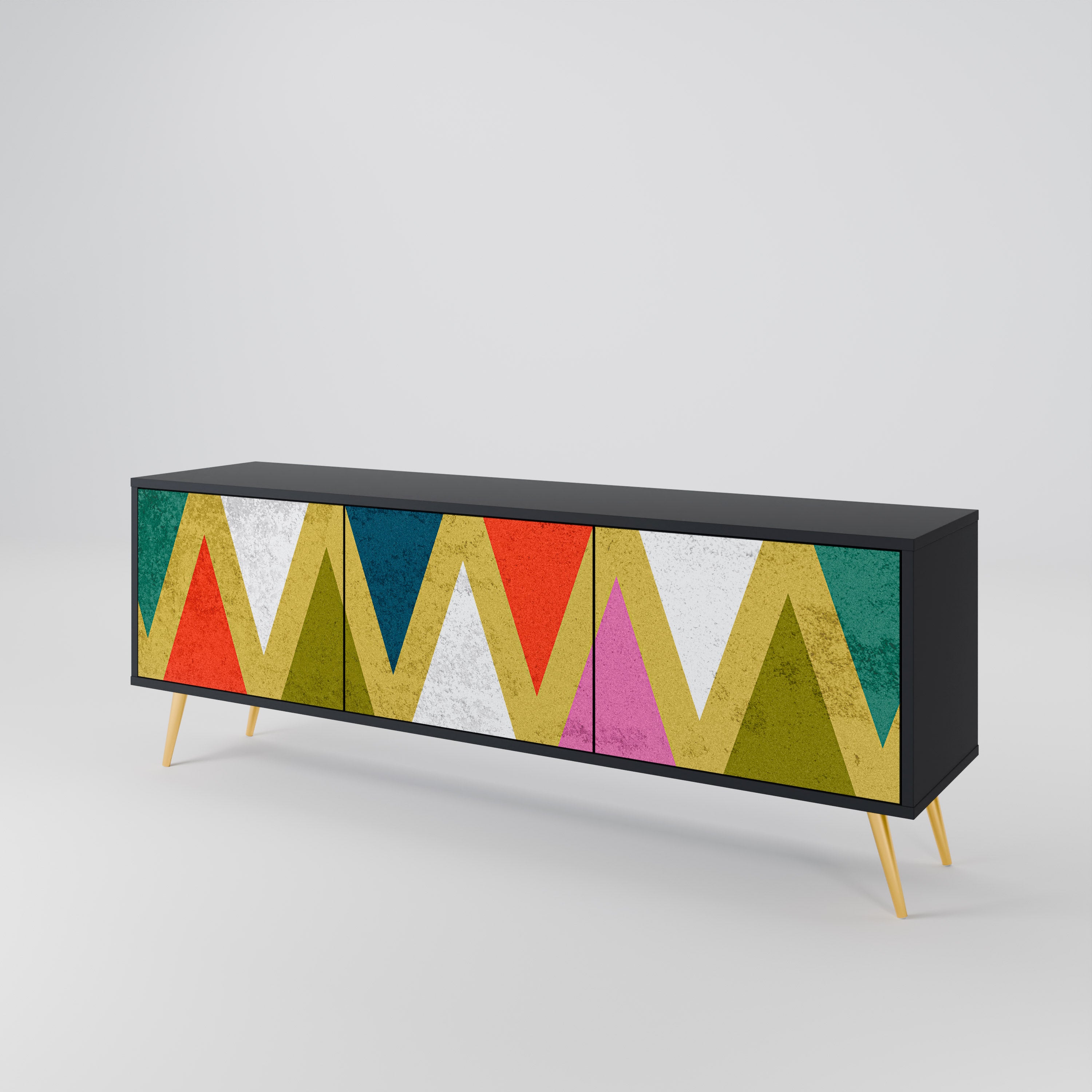COLORFUL TRIANGLES 3-Door TV Cabinet