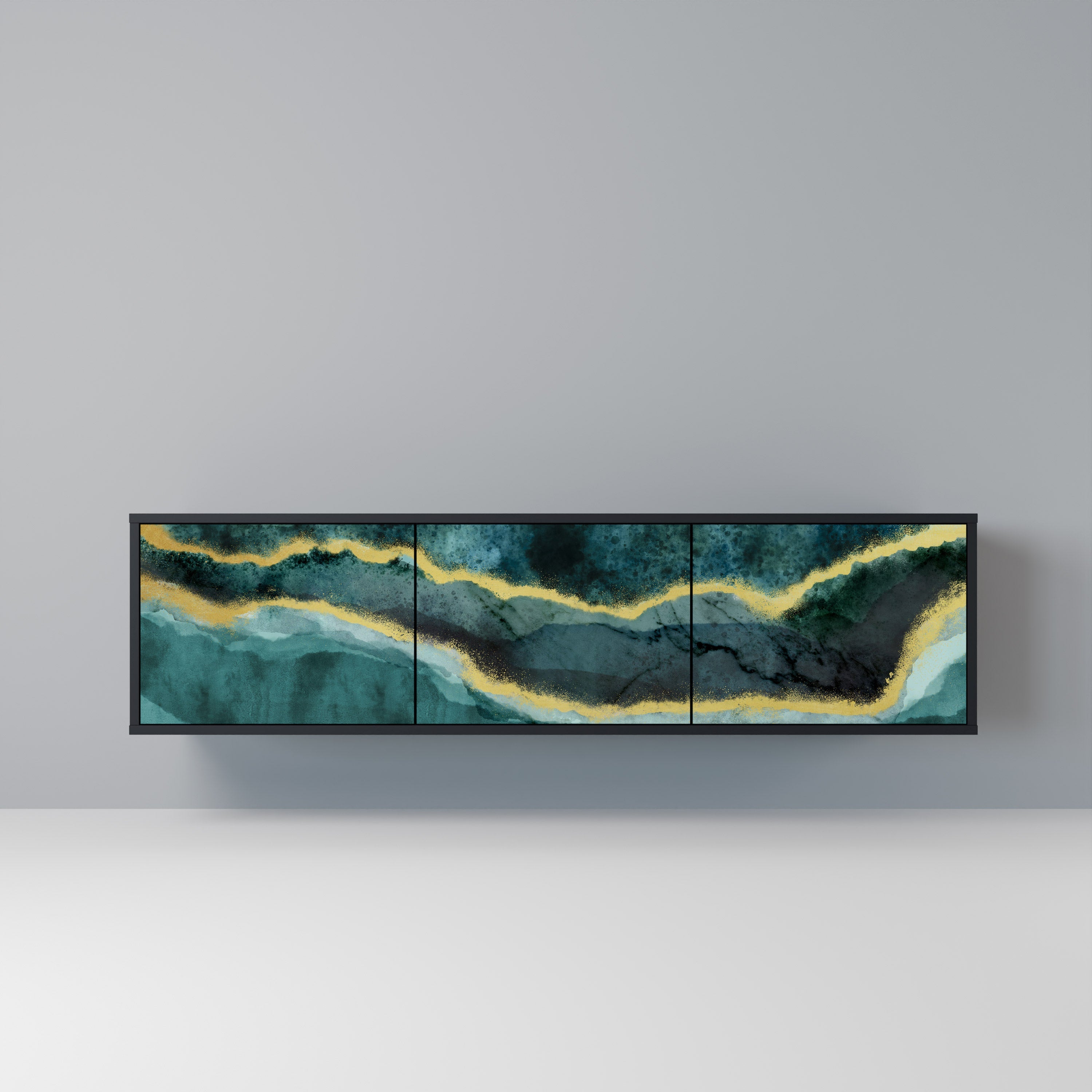 Meuble TV 3 portes GOLDRUSH ODYSSEY finition noire