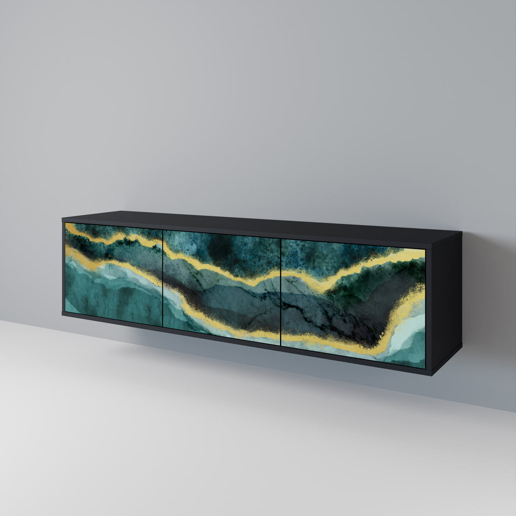 Meuble TV 3 portes GOLDRUSH ODYSSEY finition noire