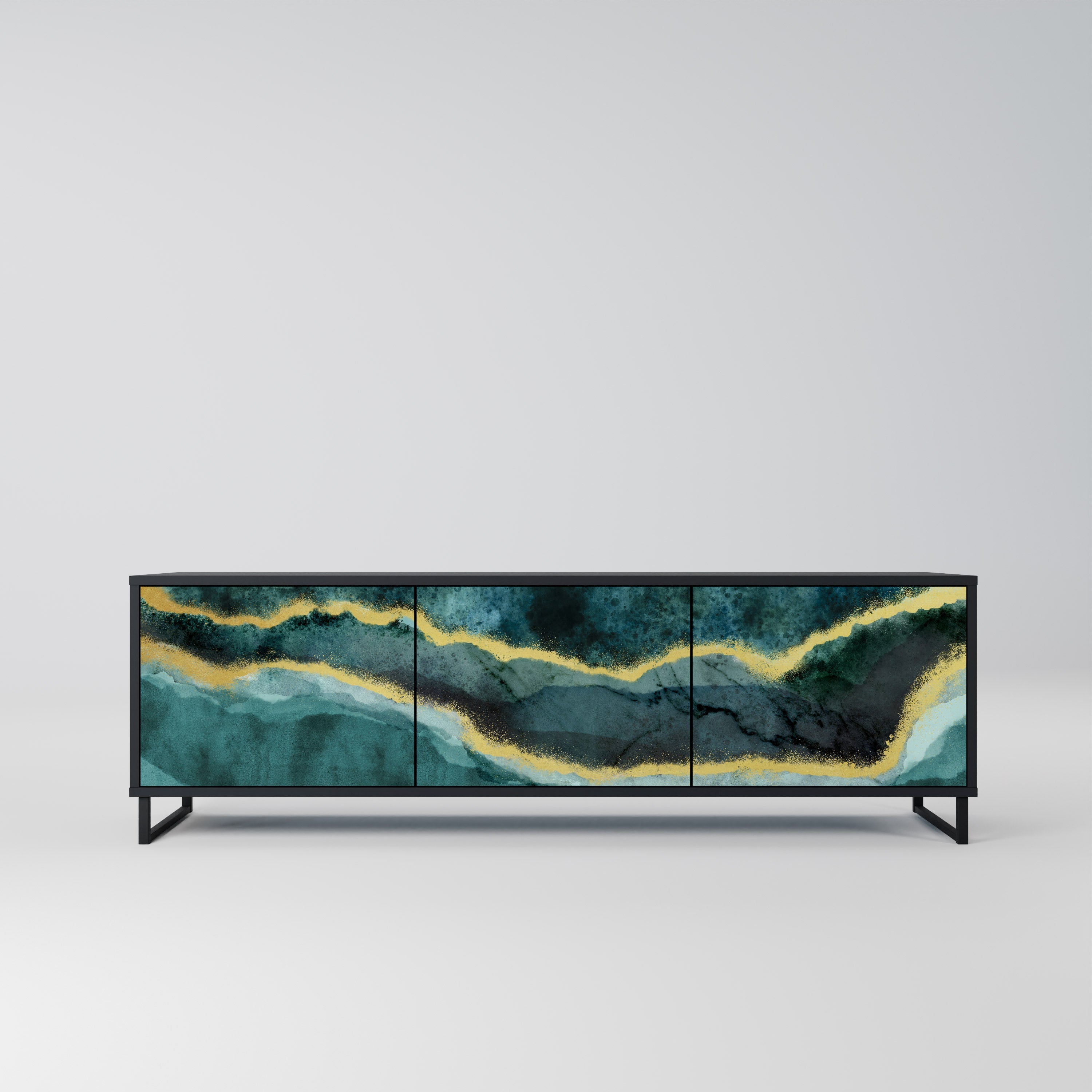 Meuble TV 3 portes GOLDRUSH ODYSSEY finition noire