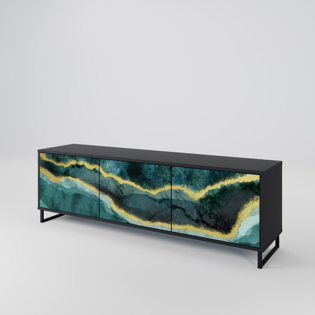 Meuble TV 3 portes GOLDRUSH ODYSSEY finition noire