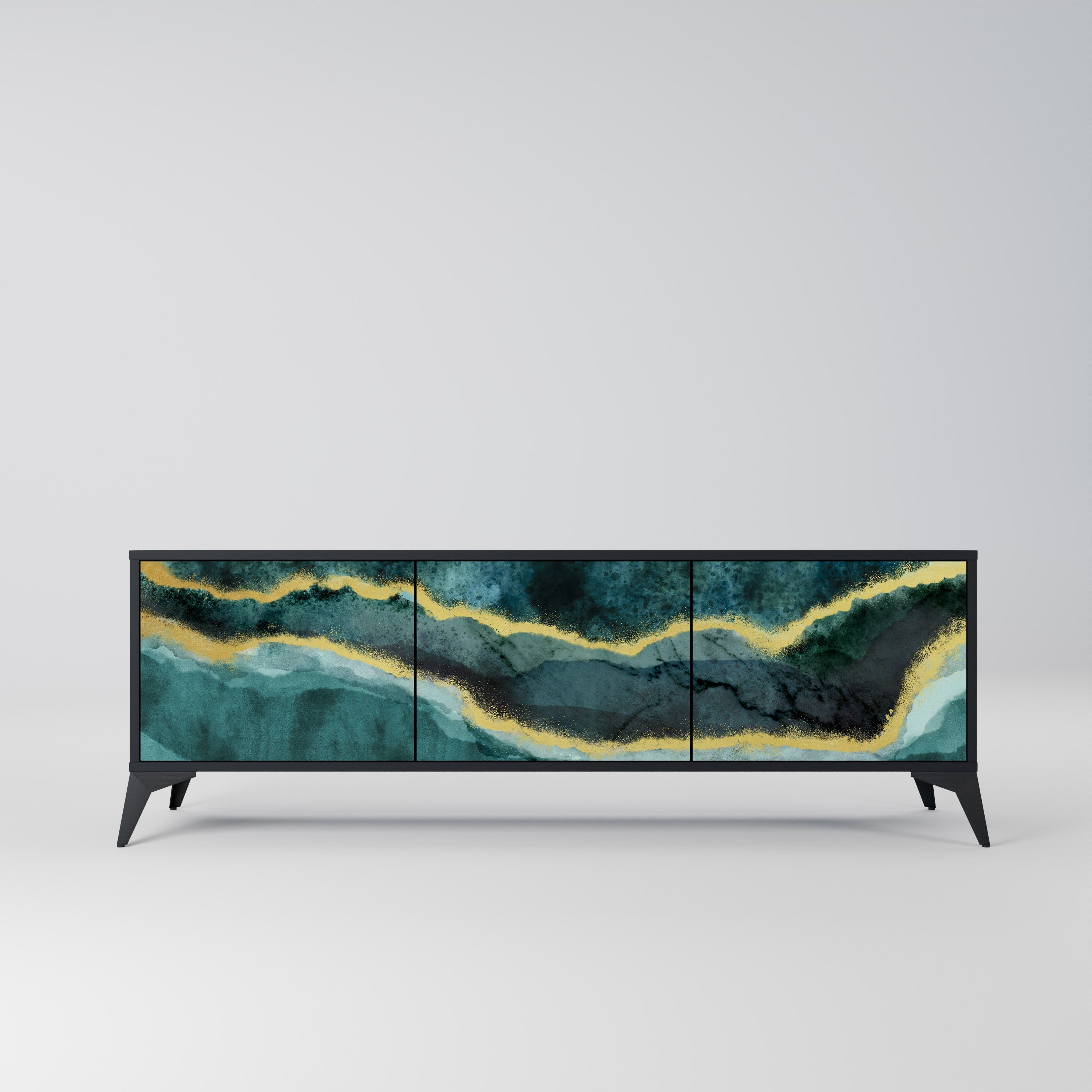 Meuble TV 3 portes GOLDRUSH ODYSSEY finition noire