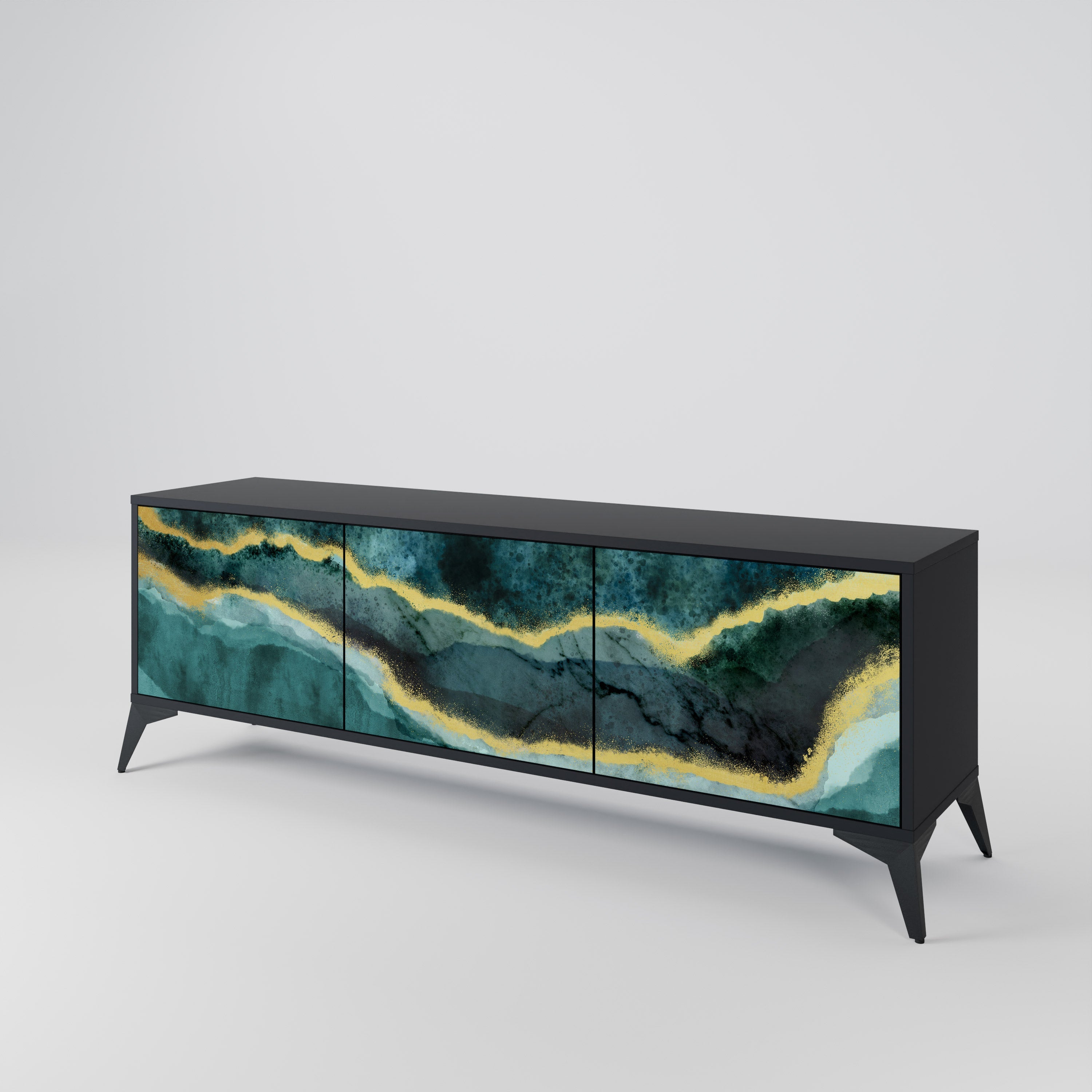 Meuble TV 3 portes GOLDRUSH ODYSSEY finition noire