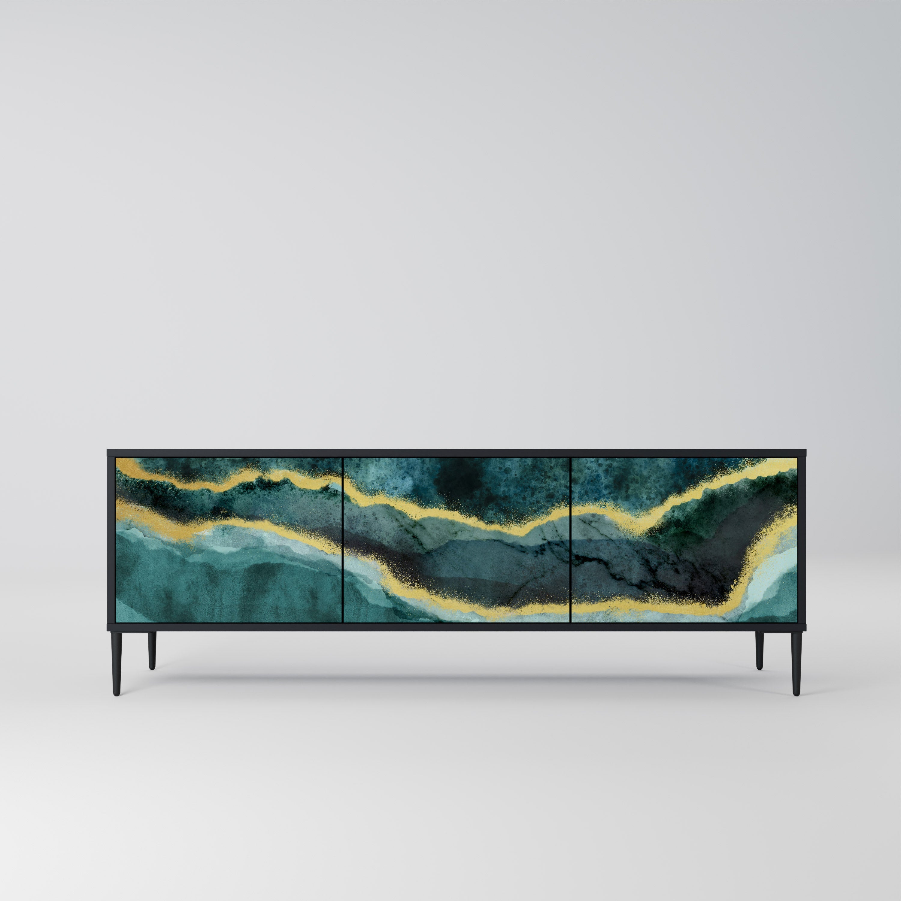 Meuble TV 3 portes GOLDRUSH ODYSSEY finition noire