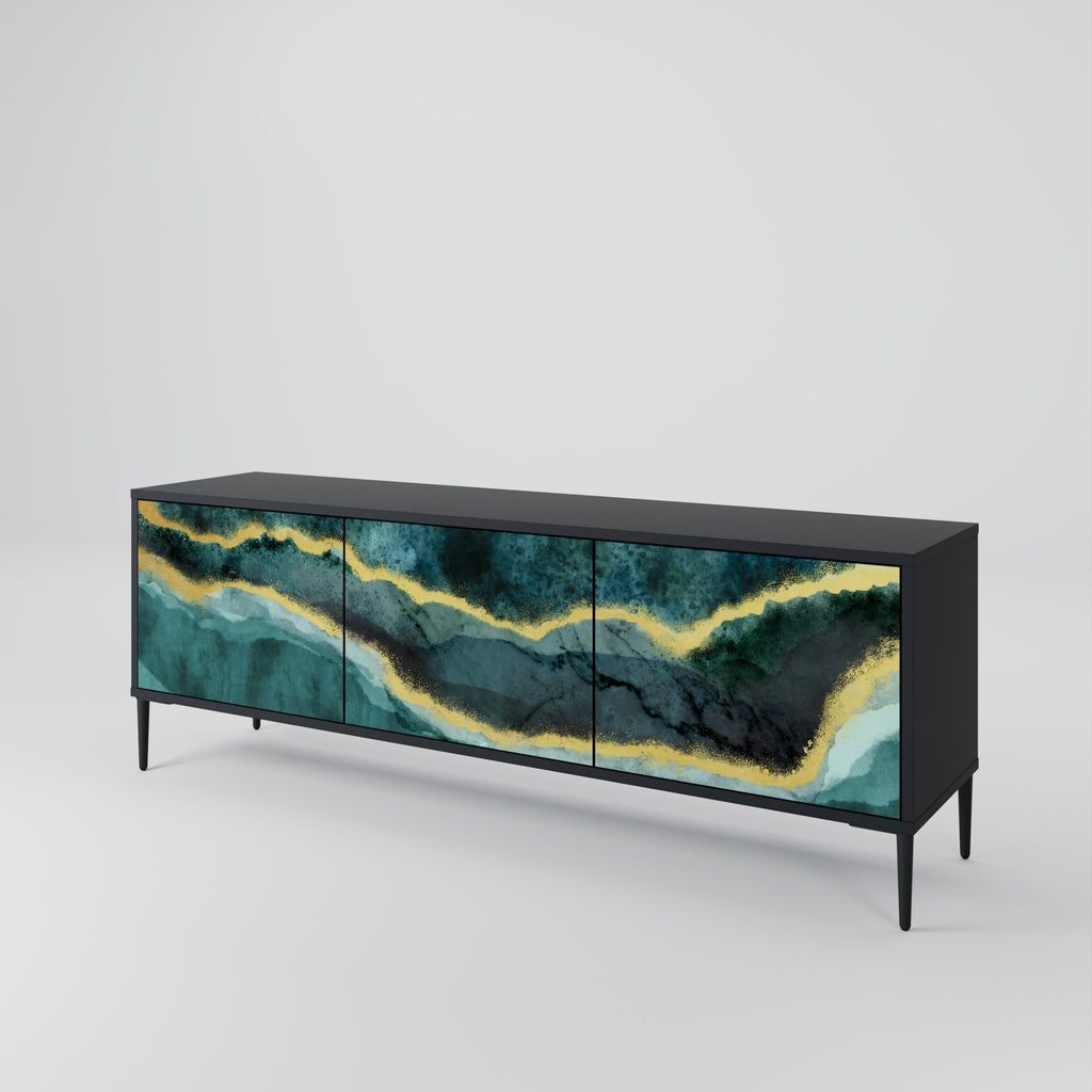 Meuble TV 3 portes GOLDRUSH ODYSSEY finition noire