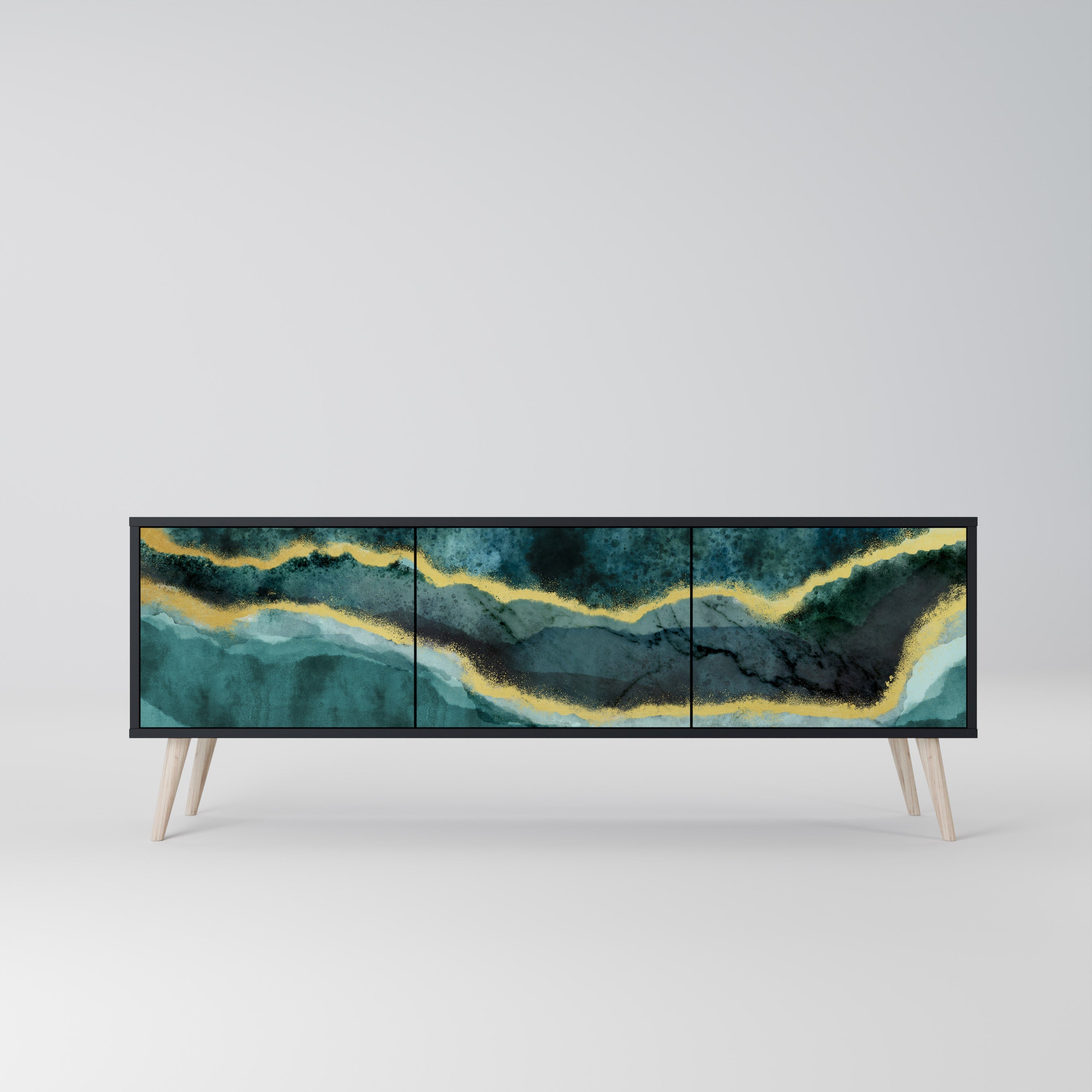 Meuble TV 3 portes GOLDRUSH ODYSSEY finition noire