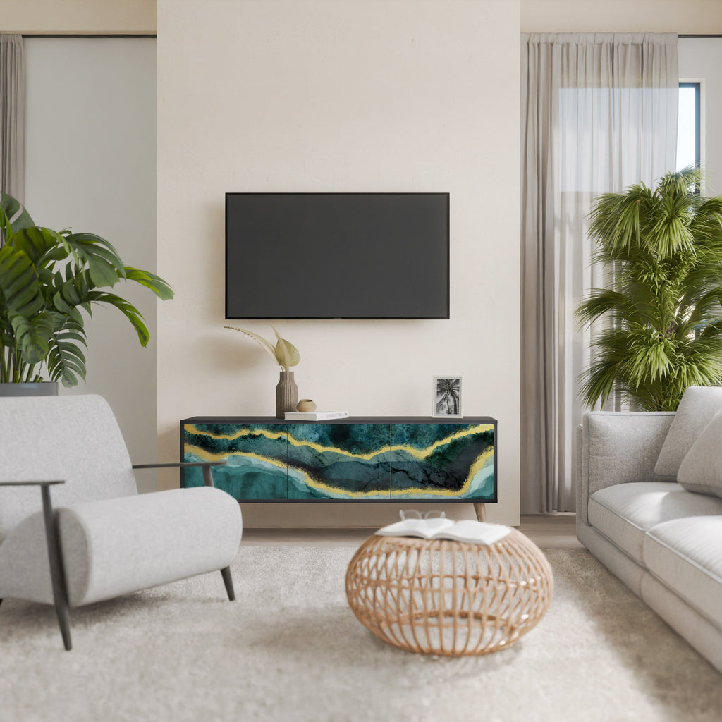 Meuble TV 3 portes GOLDRUSH ODYSSEY finition noire