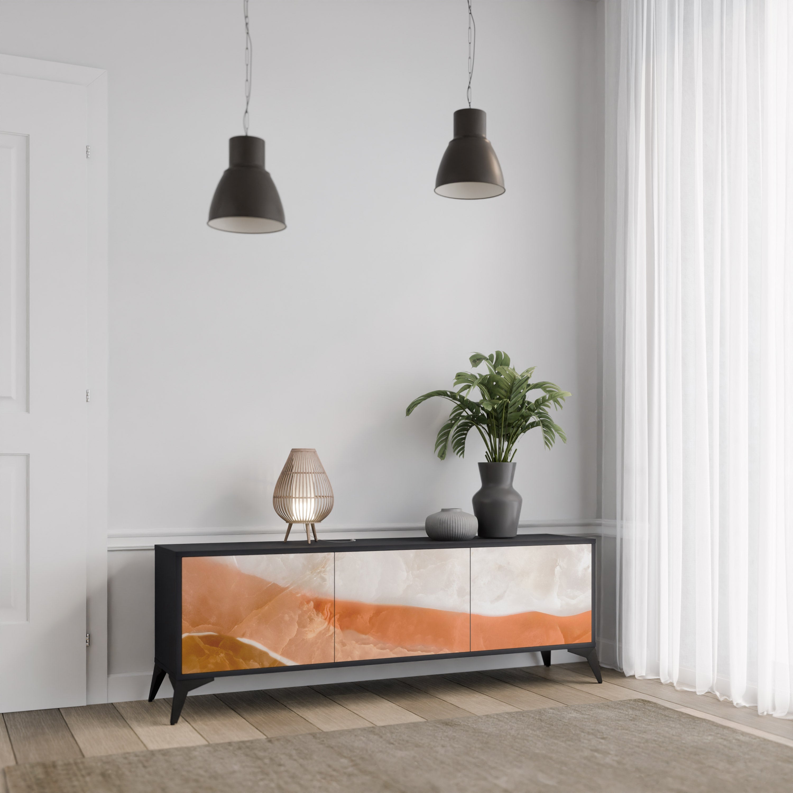 Meuble TV 3 portes SANDHILLS SPLENDOUR finition noire