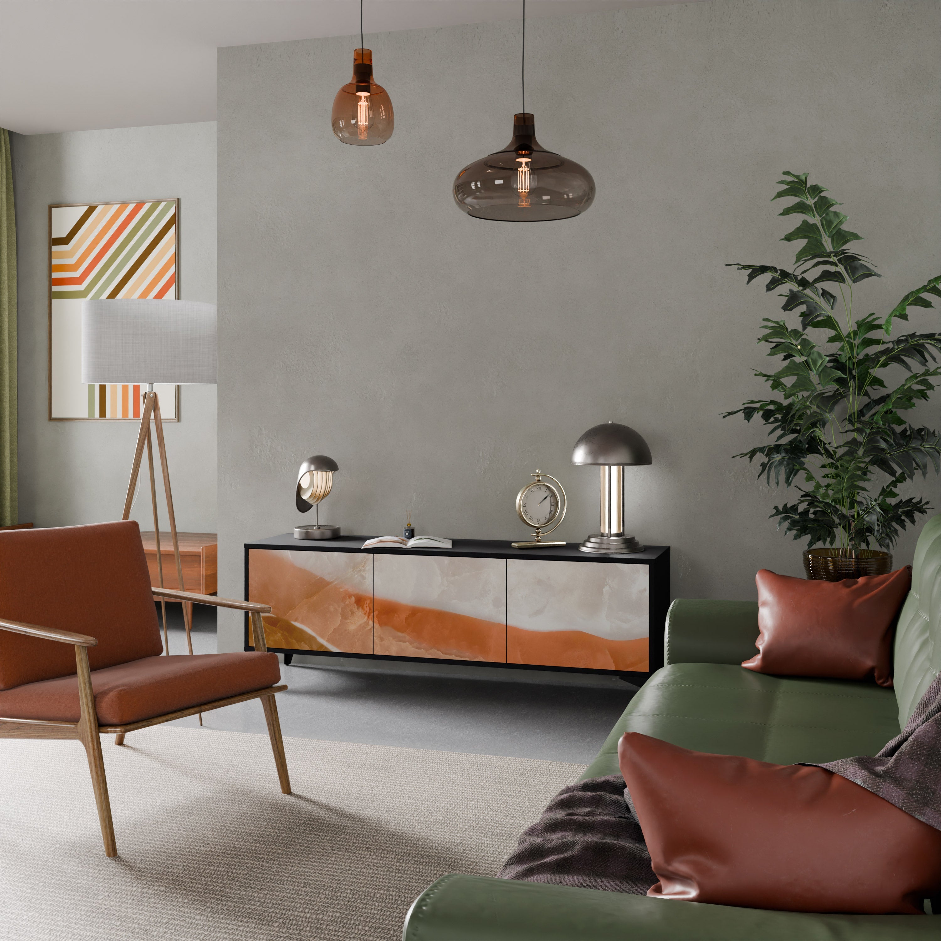 Meuble TV 3 portes SANDHILLS SPLENDOUR finition noire