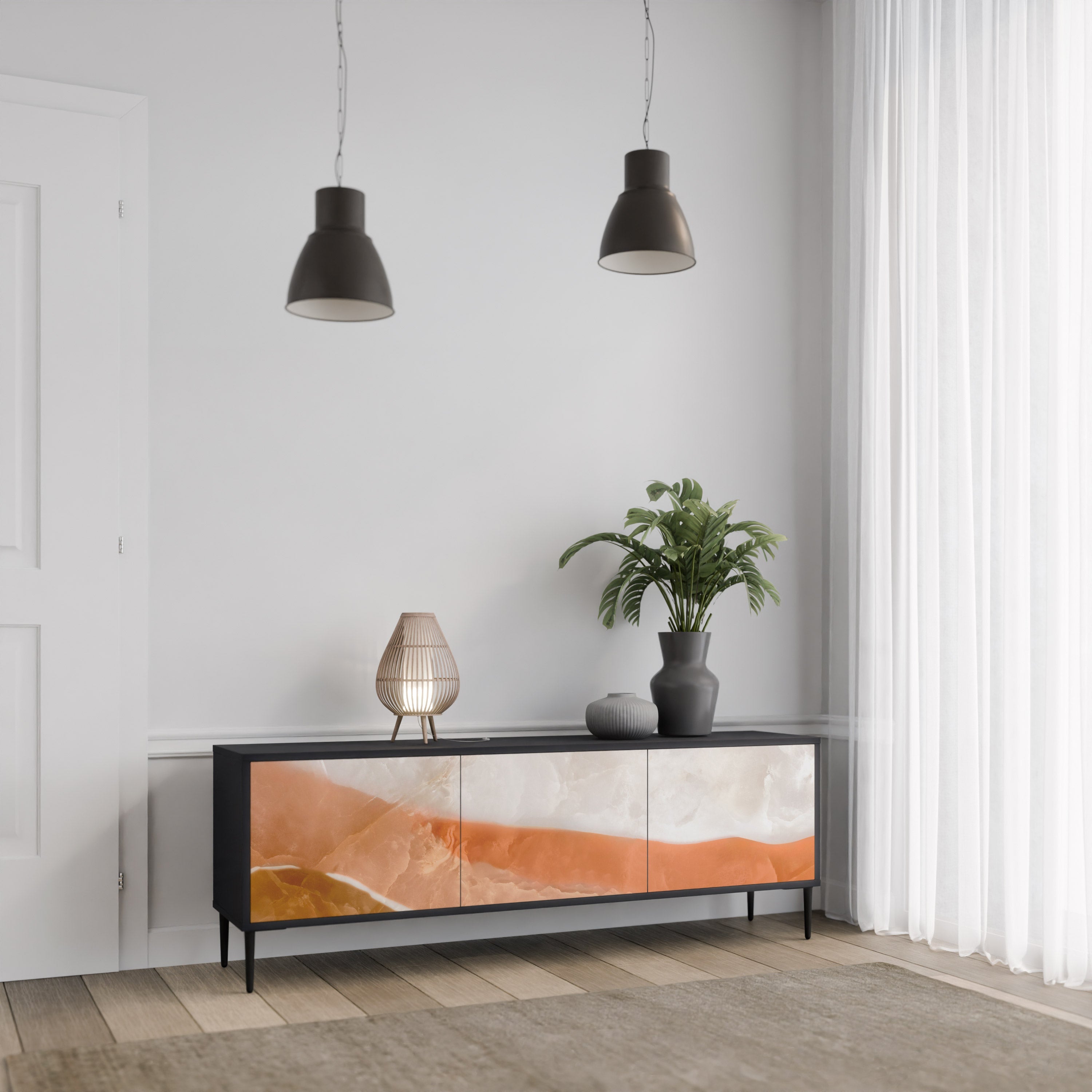 Meuble TV 3 portes SANDHILLS SPLENDOUR finition noire