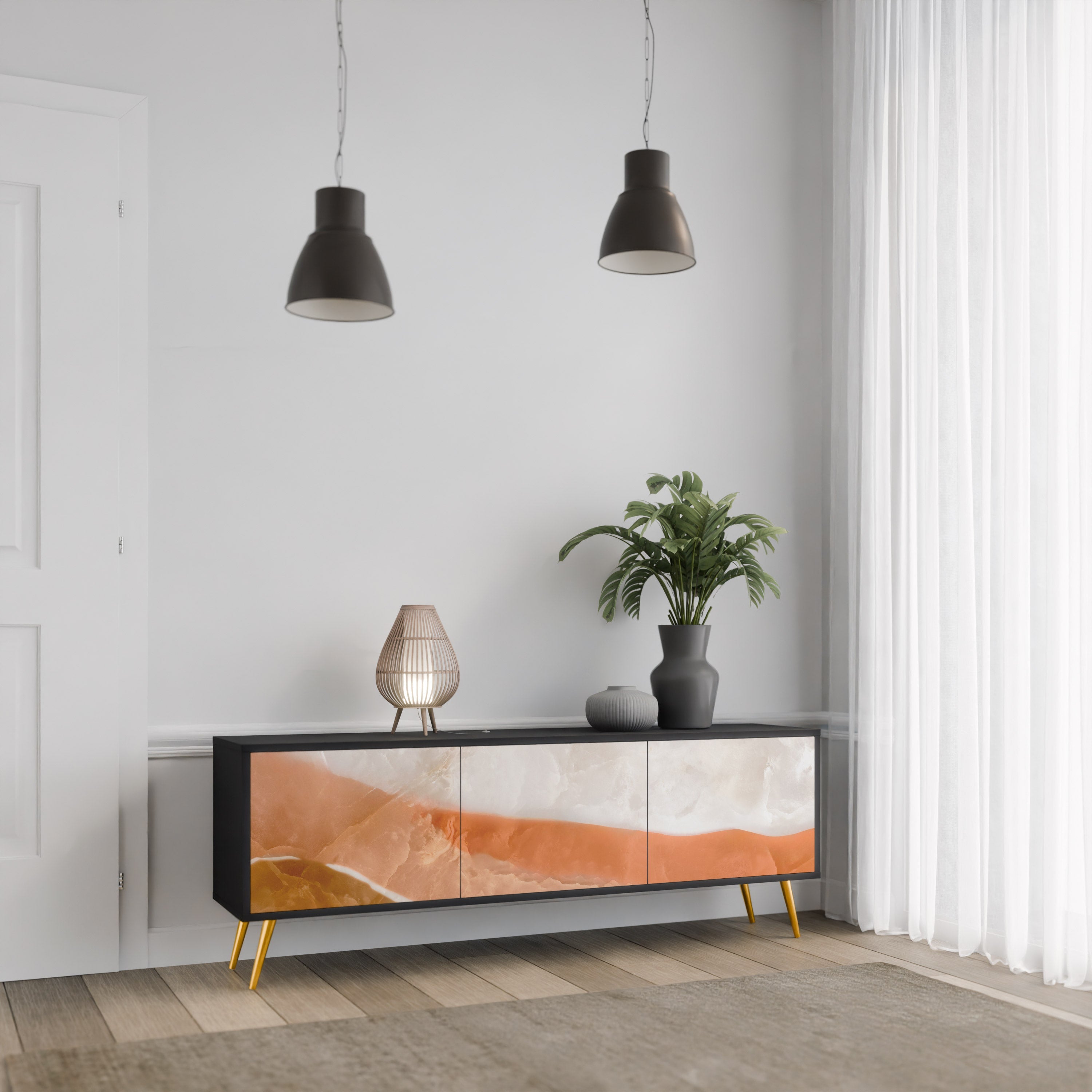 Meuble TV 3 portes SANDHILLS SPLENDOUR finition noire