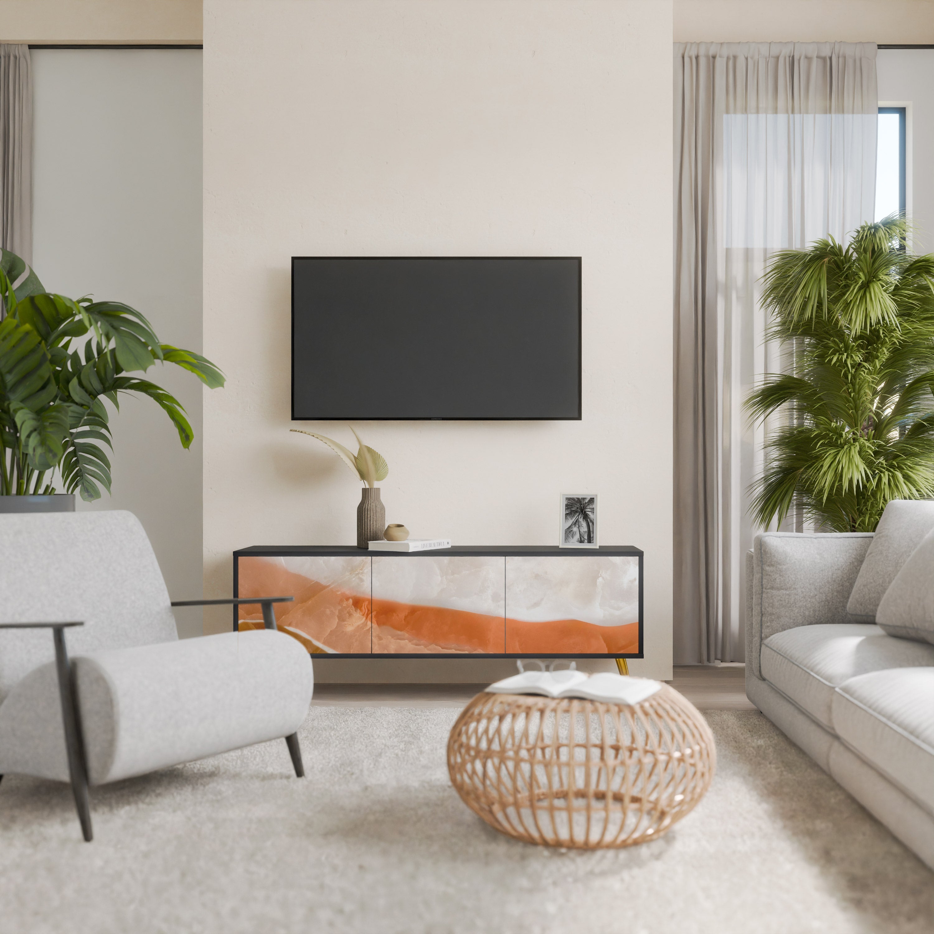 Meuble TV 3 portes SANDHILLS SPLENDOUR finition noire