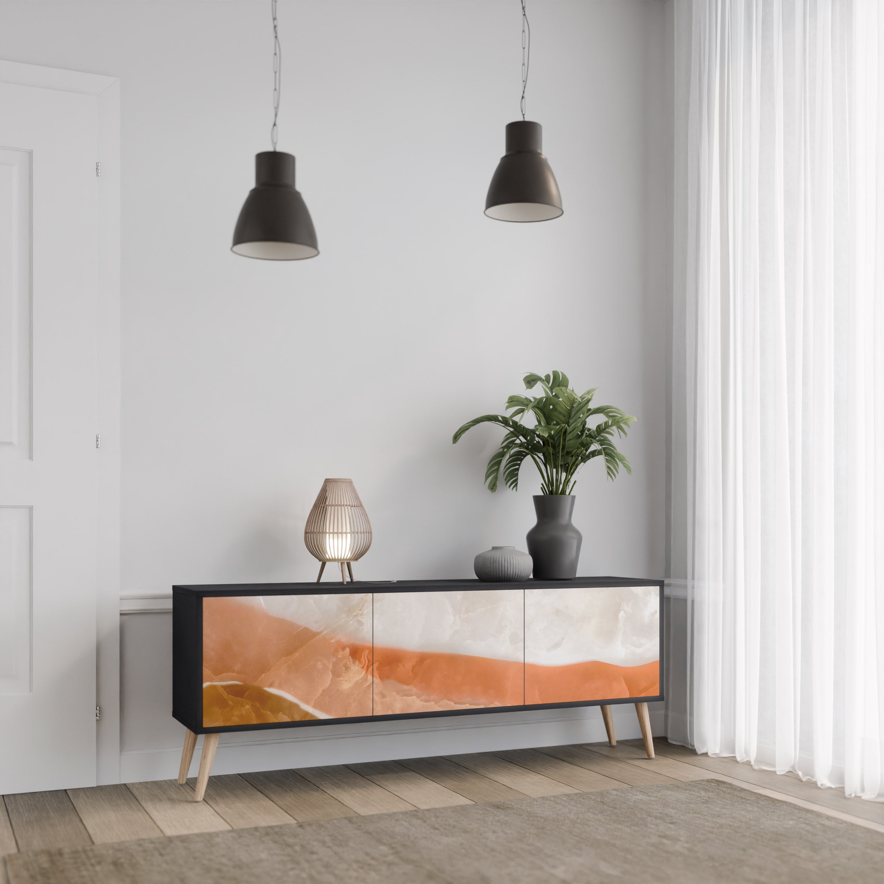 Meuble TV 3 portes SANDHILLS SPLENDOUR finition noire