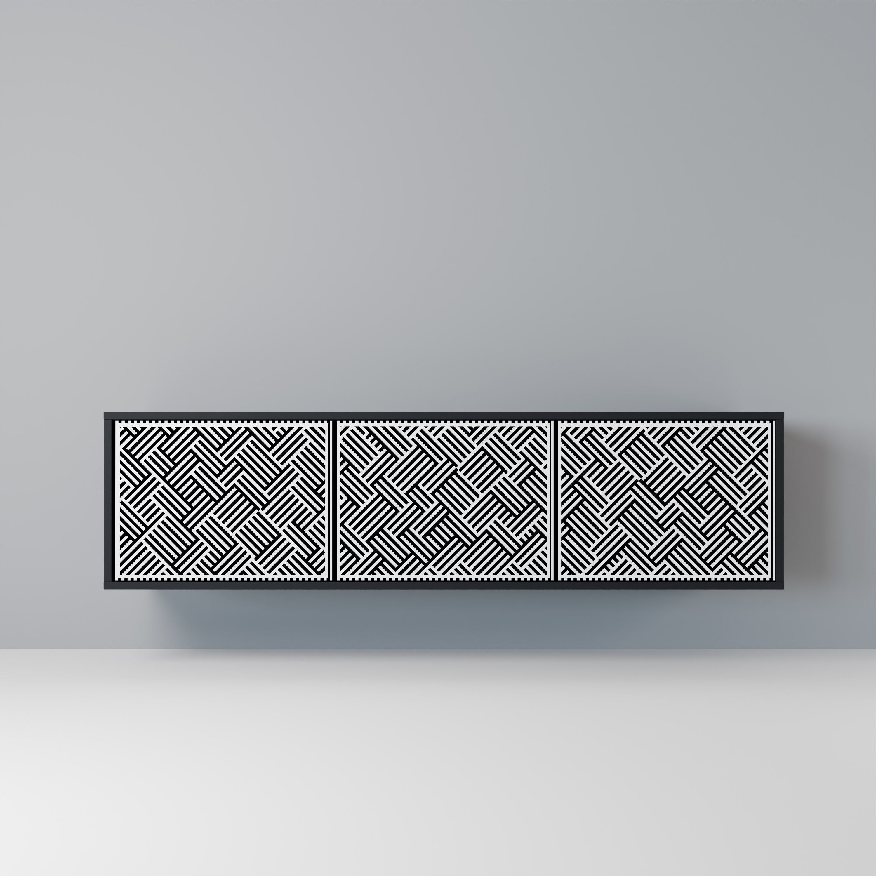 Meuble TV 3 portes TEMPORARY SEQUENCE en finition noire