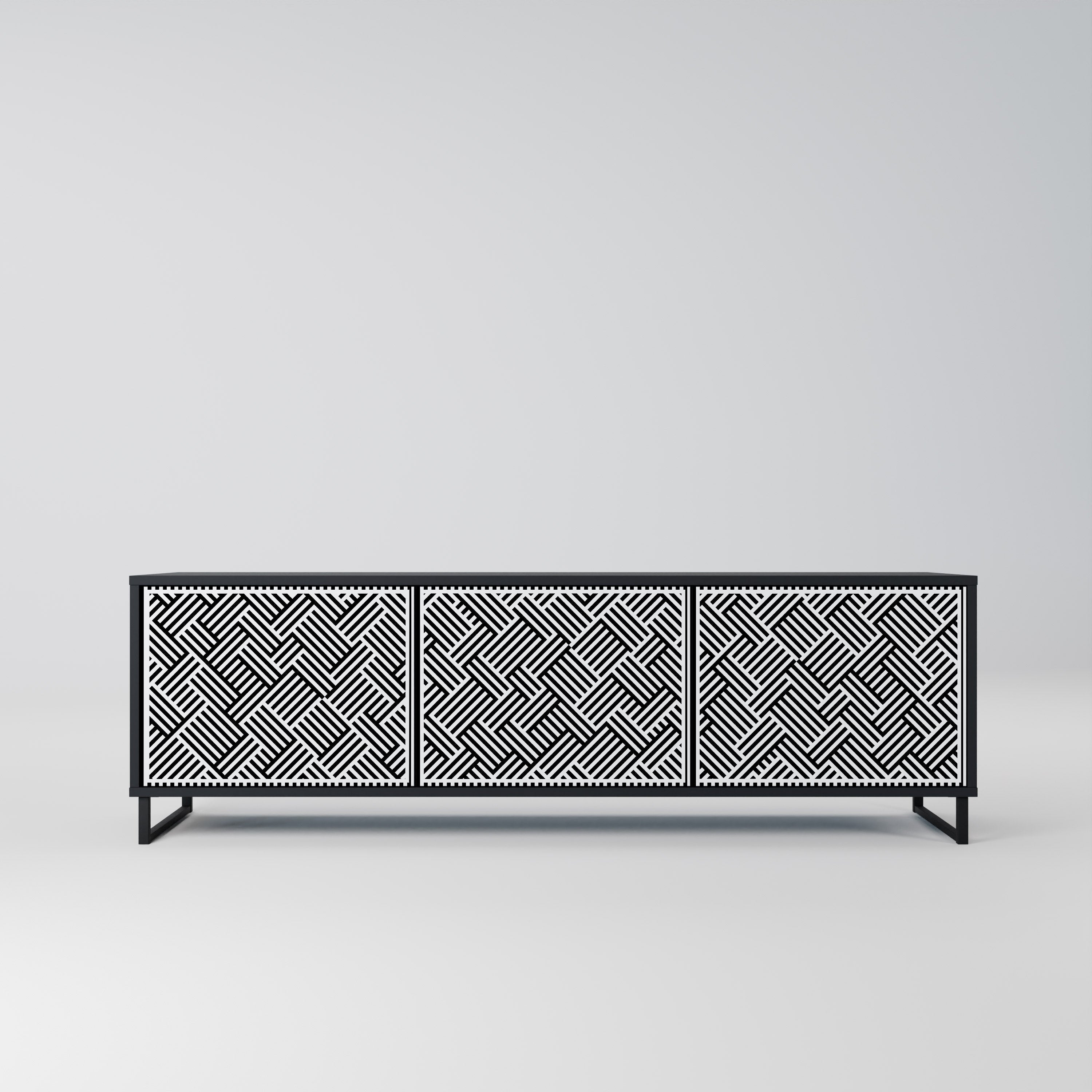 Meuble TV 3 portes TEMPORARY SEQUENCE en finition noire