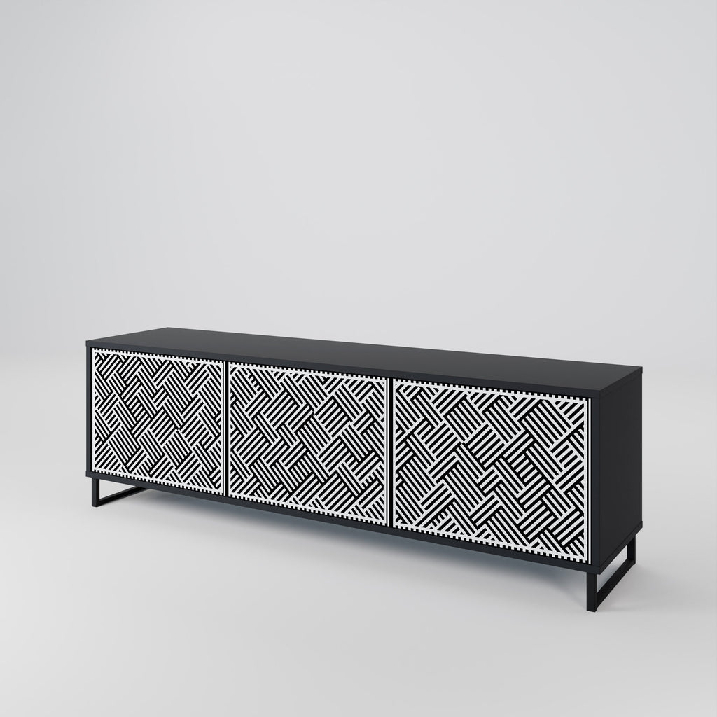 Meuble TV 3 portes TEMPORARY SEQUENCE en finition noire
