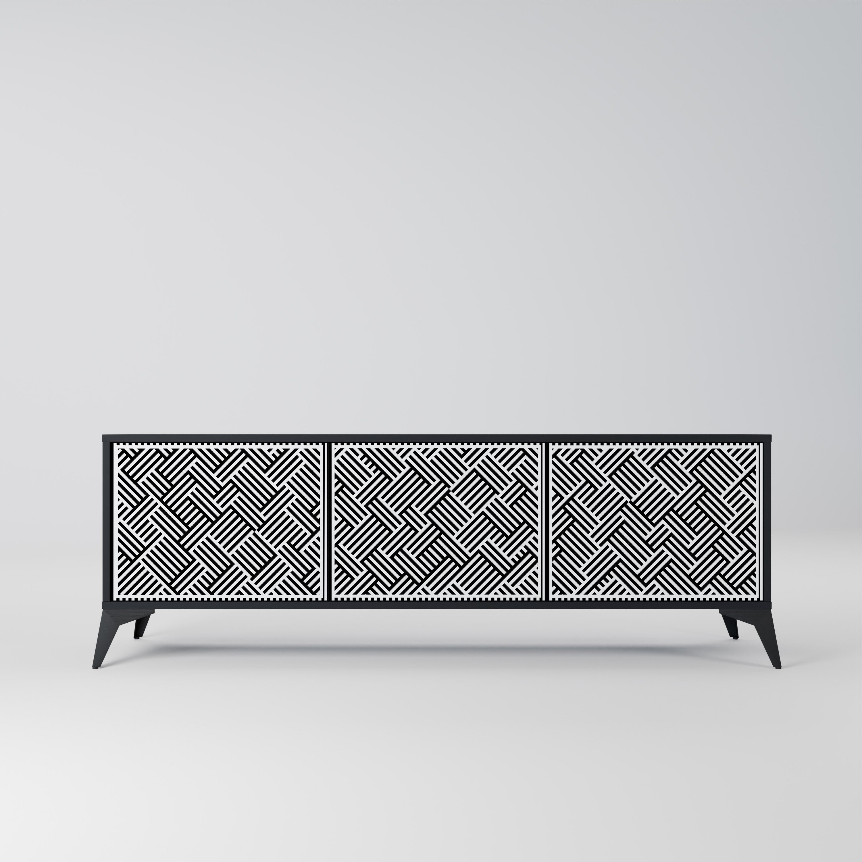 Meuble TV 3 portes TEMPORARY SEQUENCE en finition noire