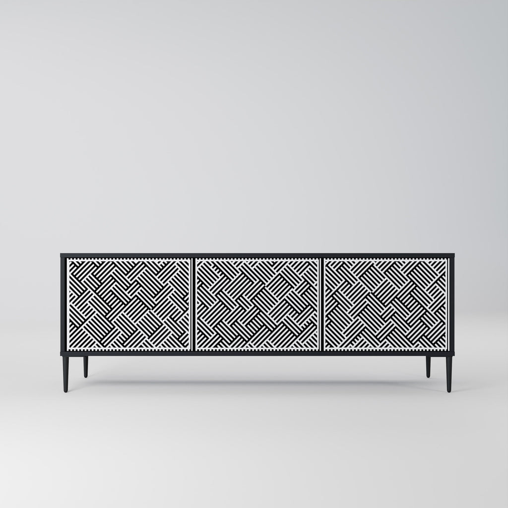 Meuble TV 3 portes TEMPORARY SEQUENCE en finition noire