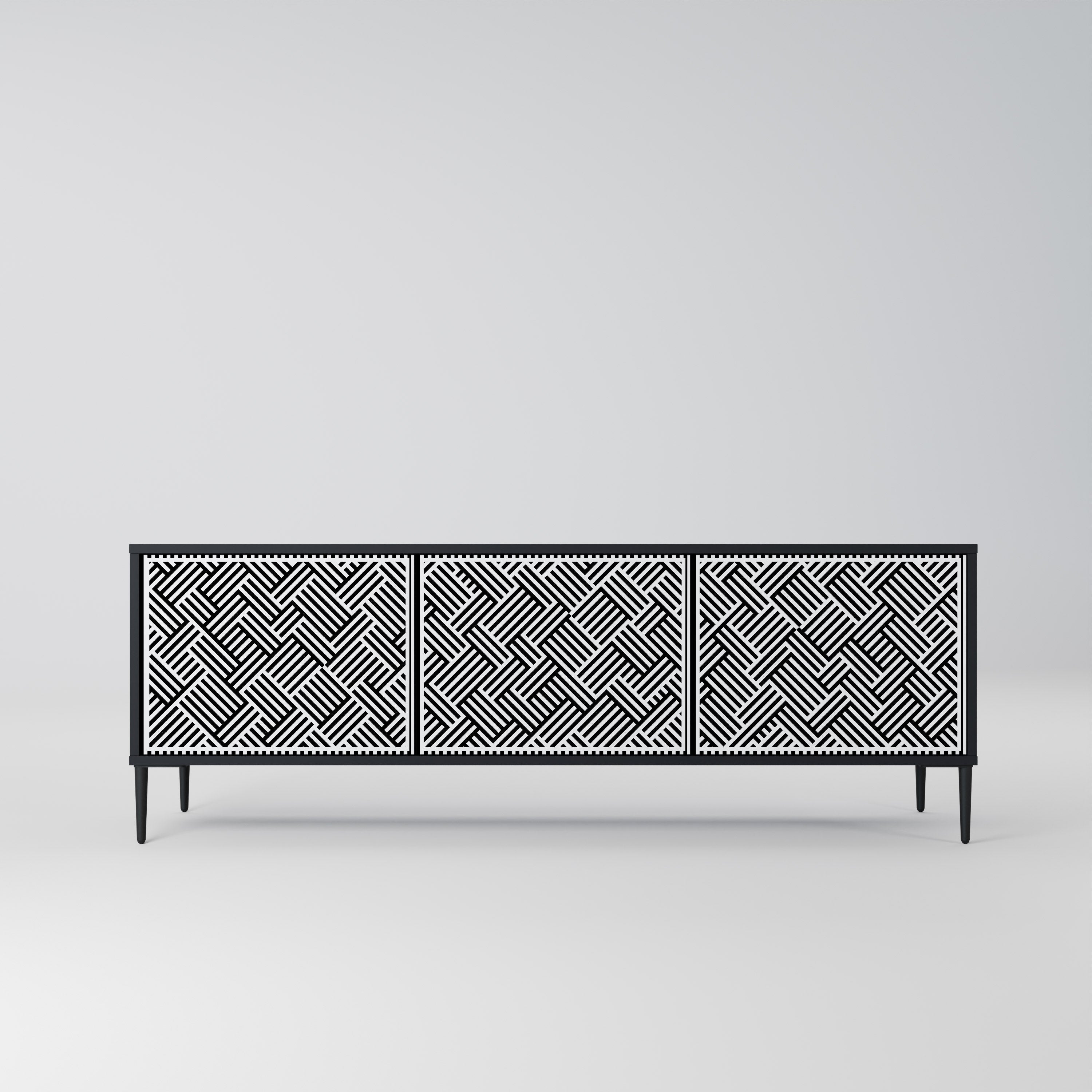 Meuble TV 3 portes TEMPORARY SEQUENCE en finition noire