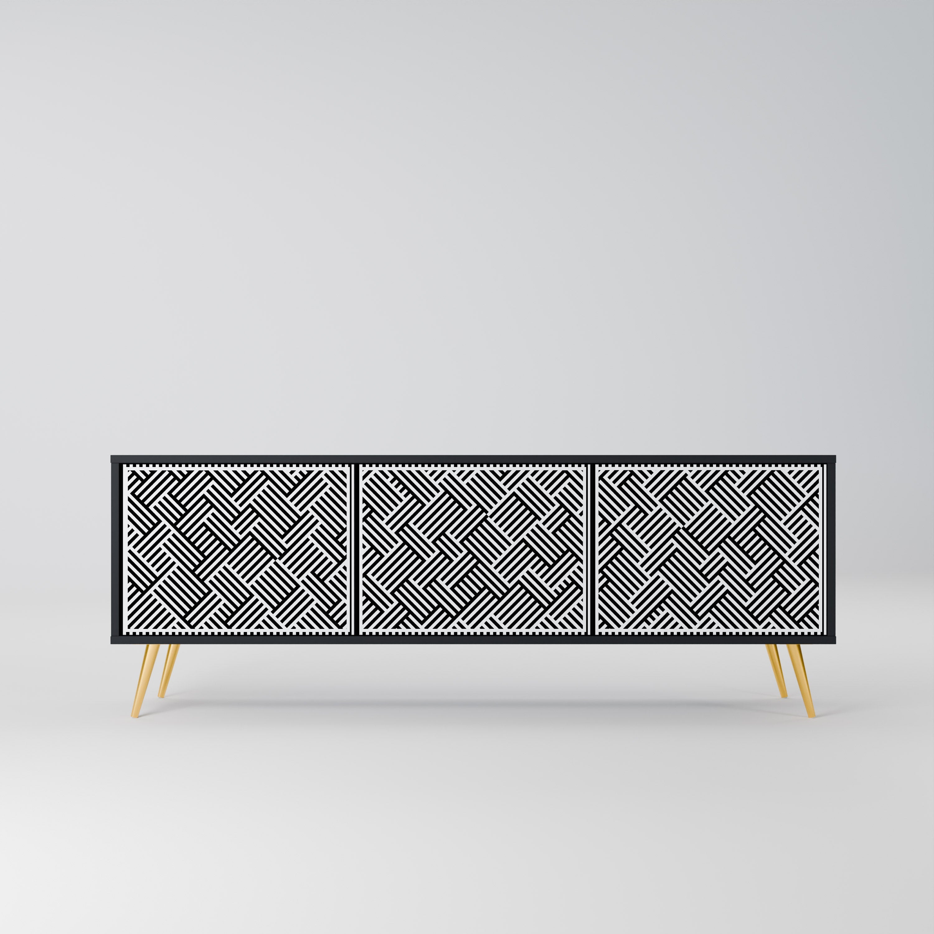 Meuble TV 3 portes TEMPORARY SEQUENCE en finition noire