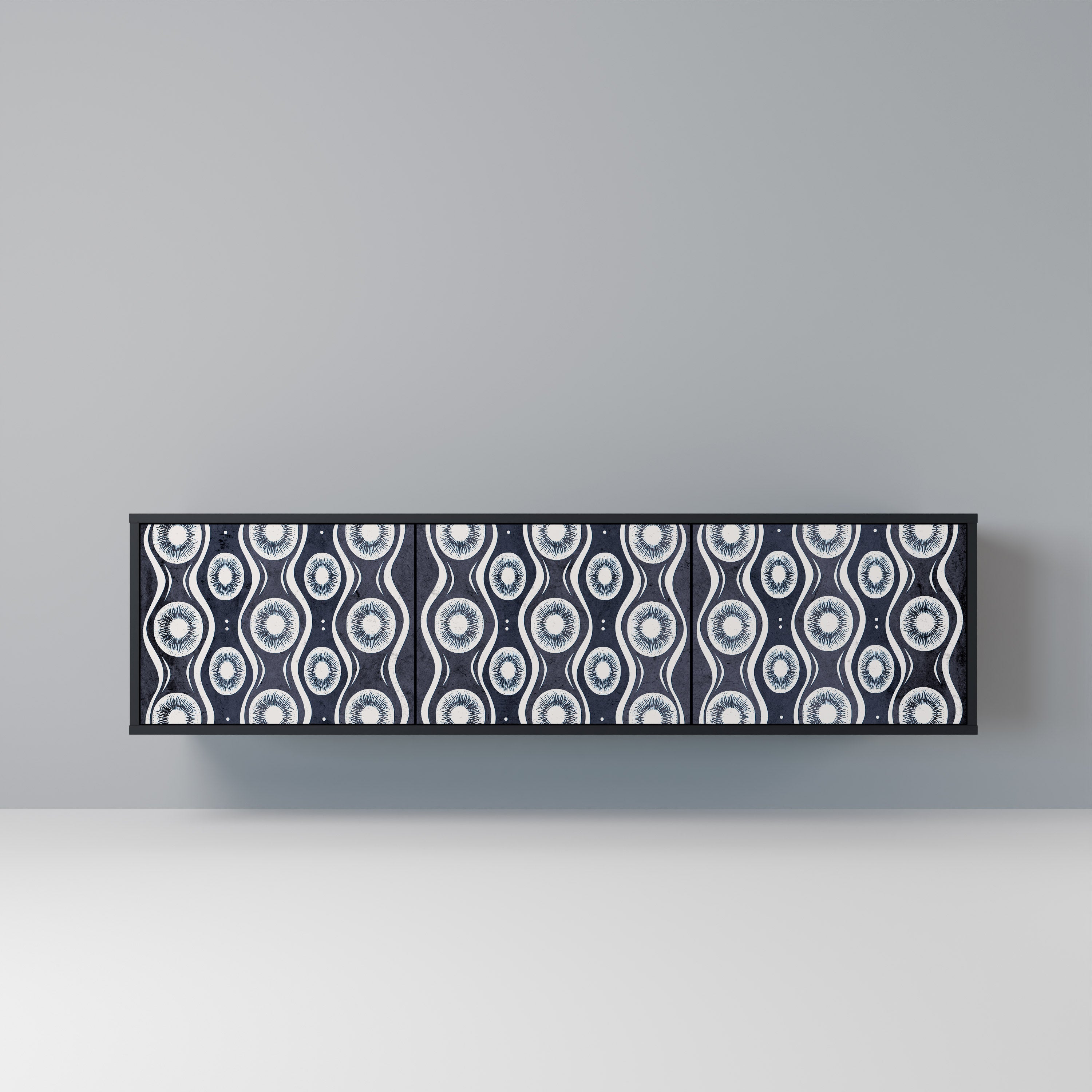 Meuble TV 3 portes GRAPHITE EYES finition noire