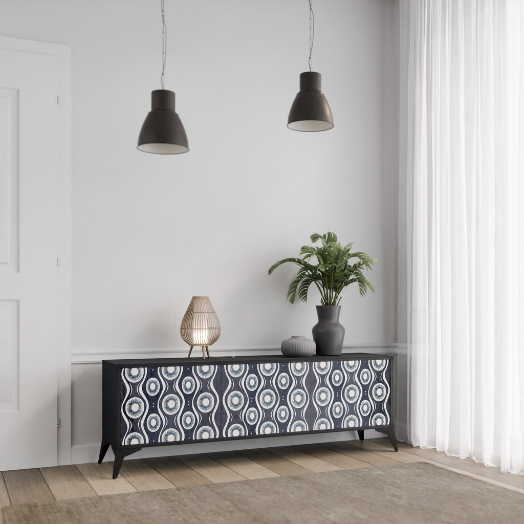 Meuble TV 3 portes GRAPHITE EYES finition noire