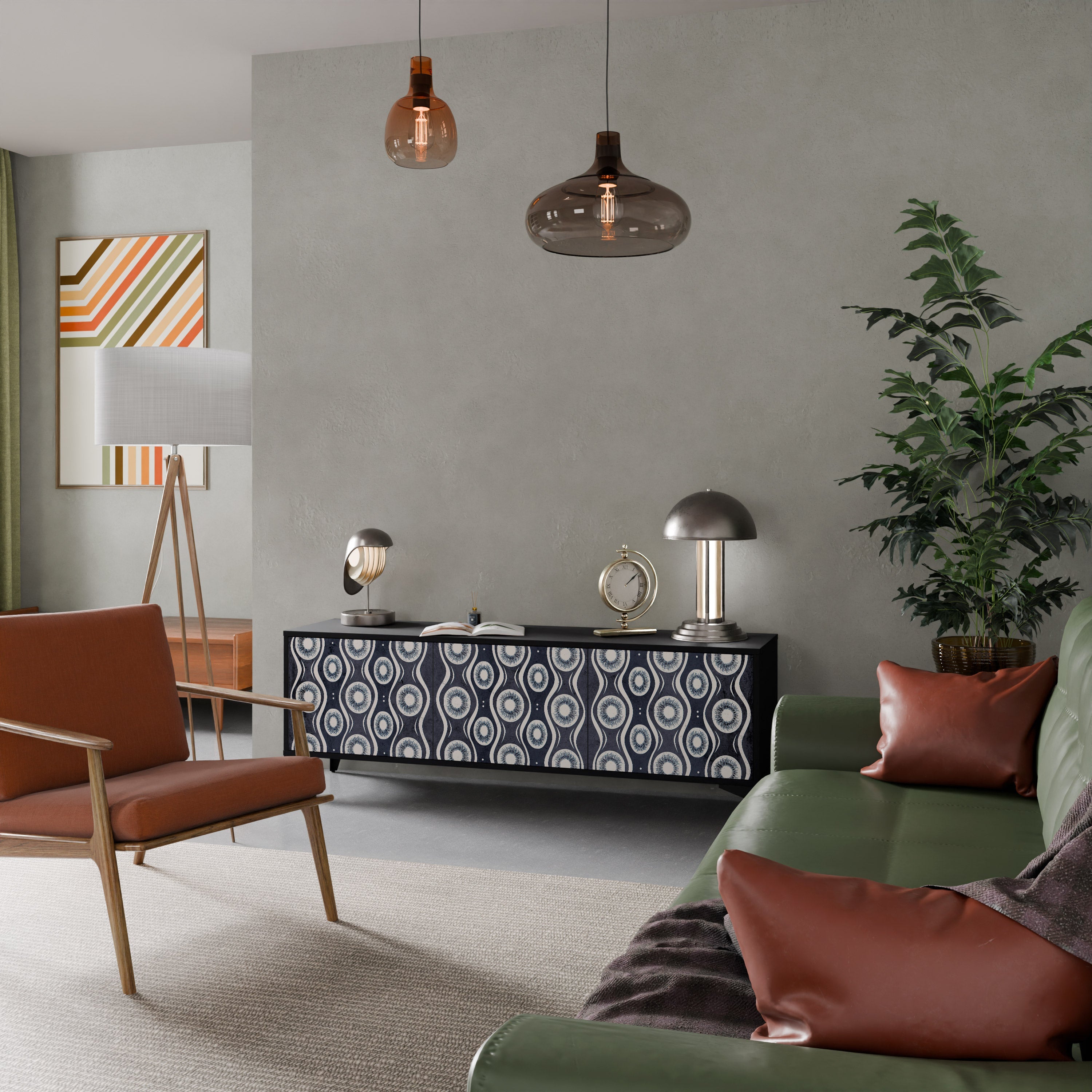 Meuble TV 3 portes GRAPHITE EYES finition noire