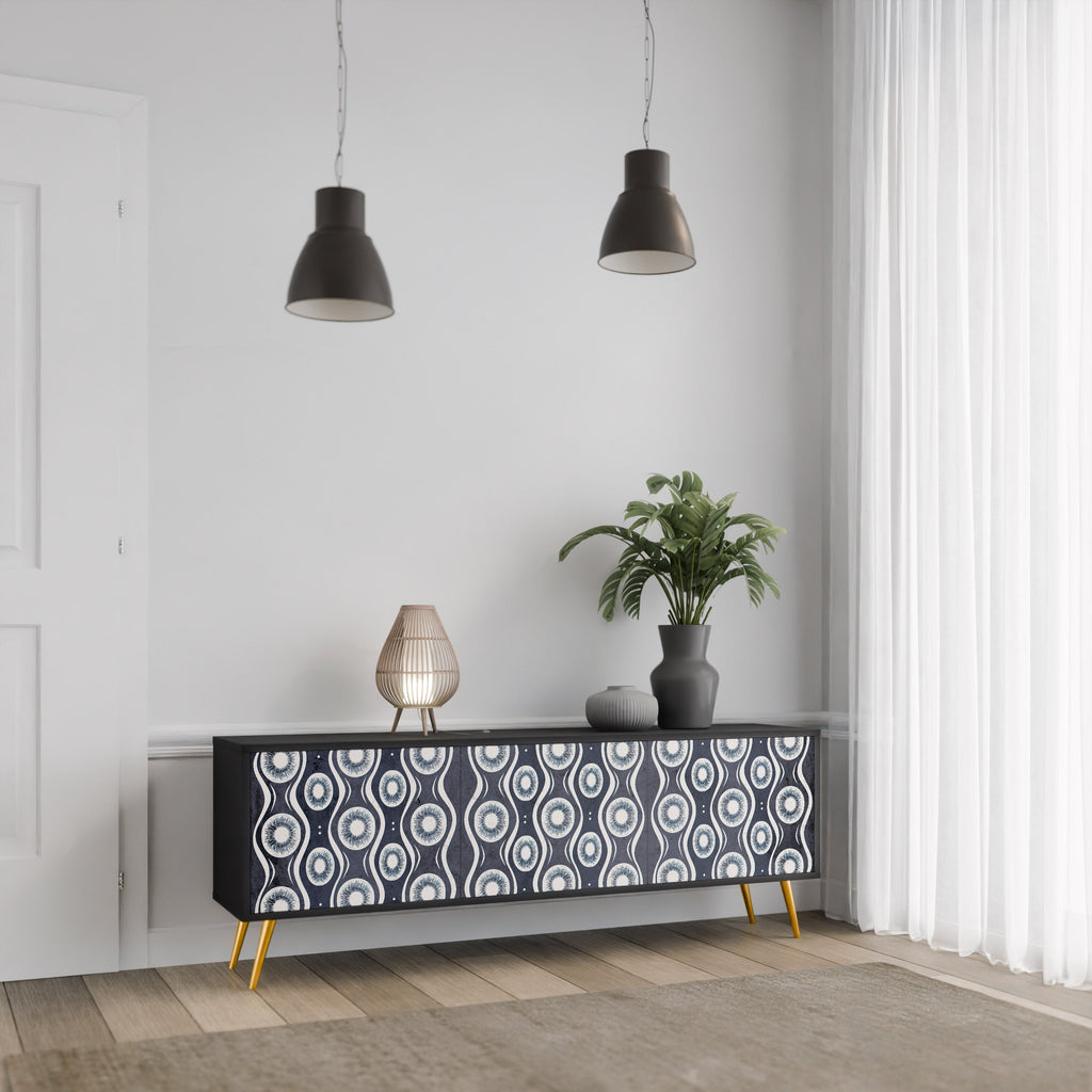 Meuble TV 3 portes GRAPHITE EYES finition noire