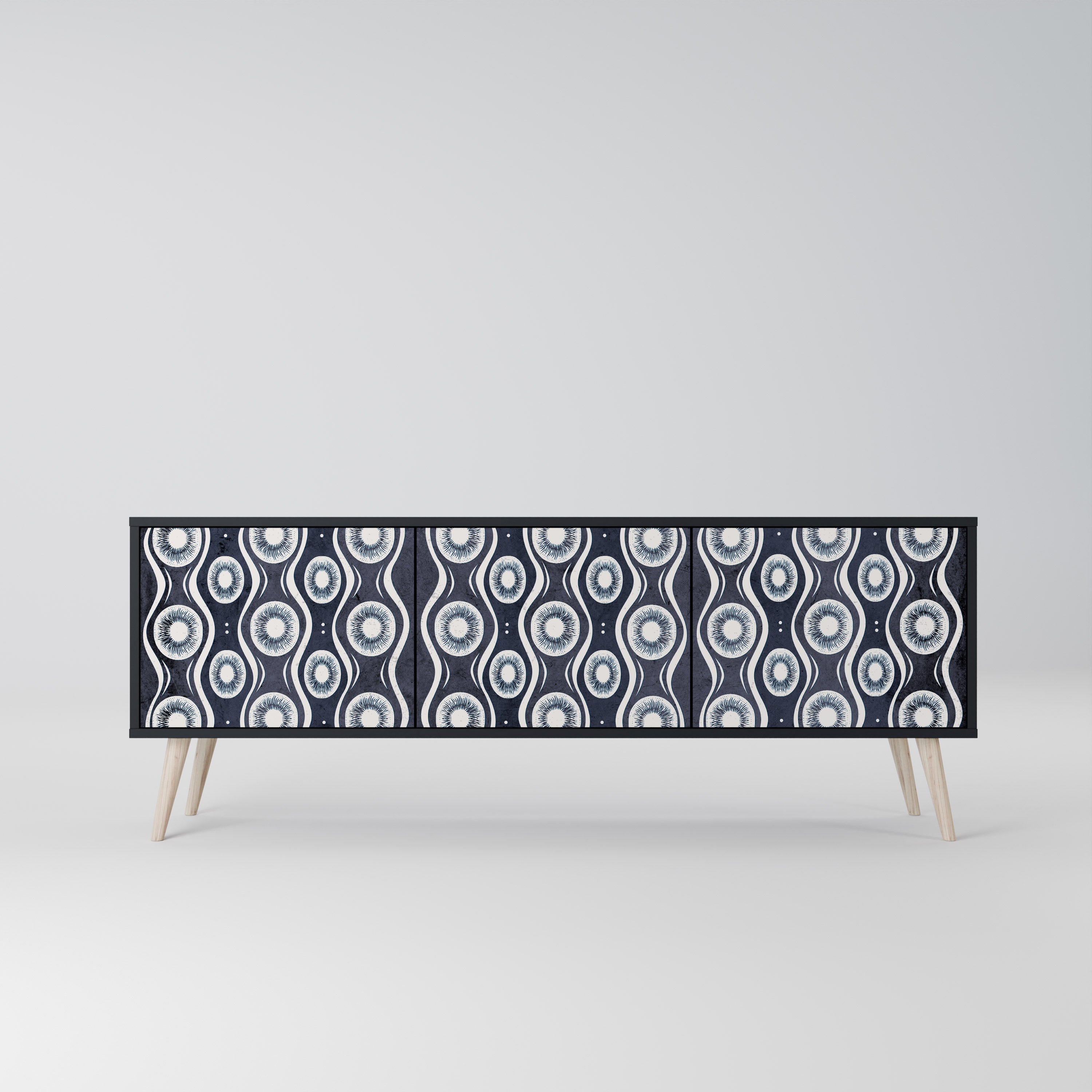 Meuble TV 3 portes GRAPHITE EYES finition noire